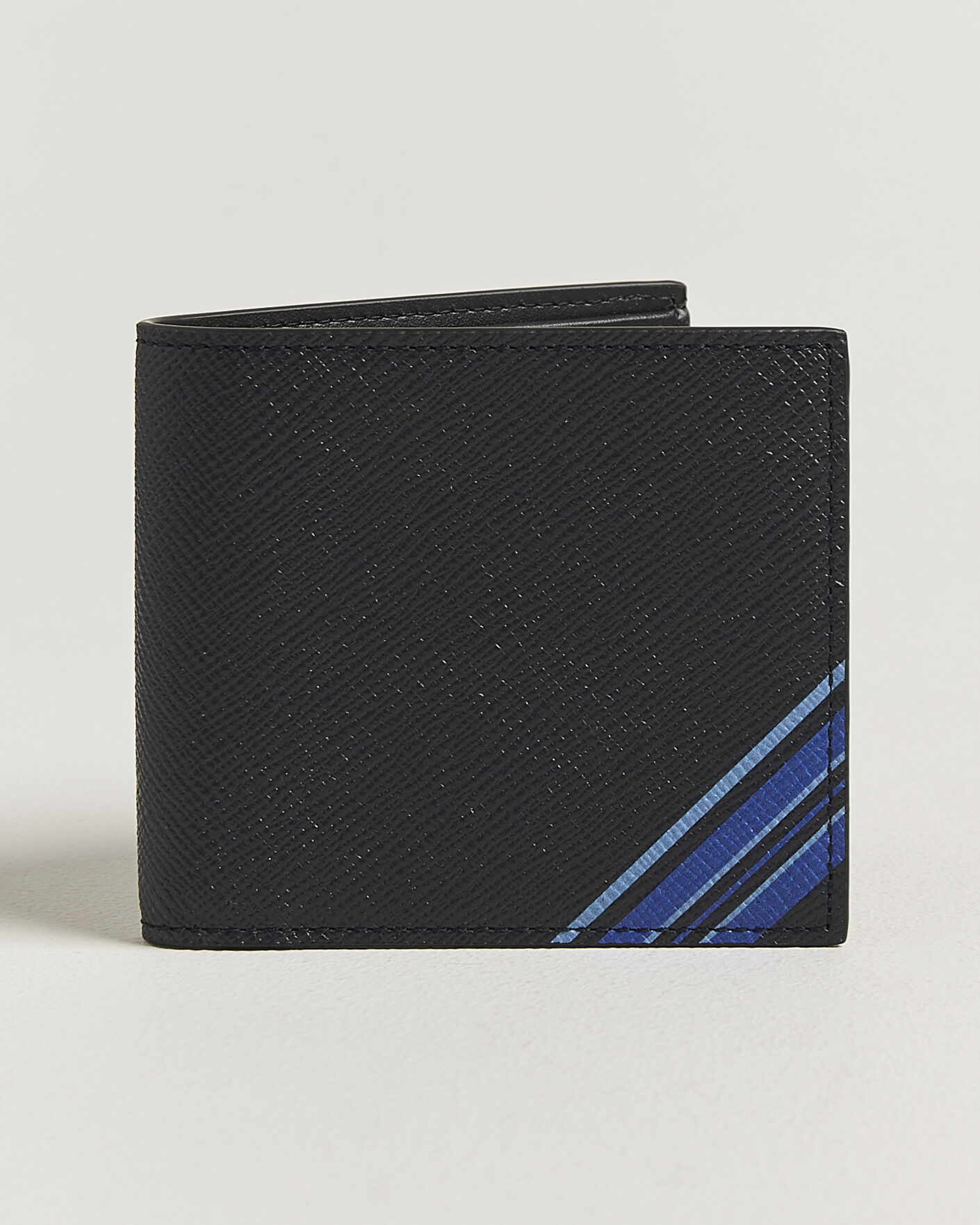 Men | Wallets | Smythson | Panama 6 Card Leather Wallet Stripe Navy