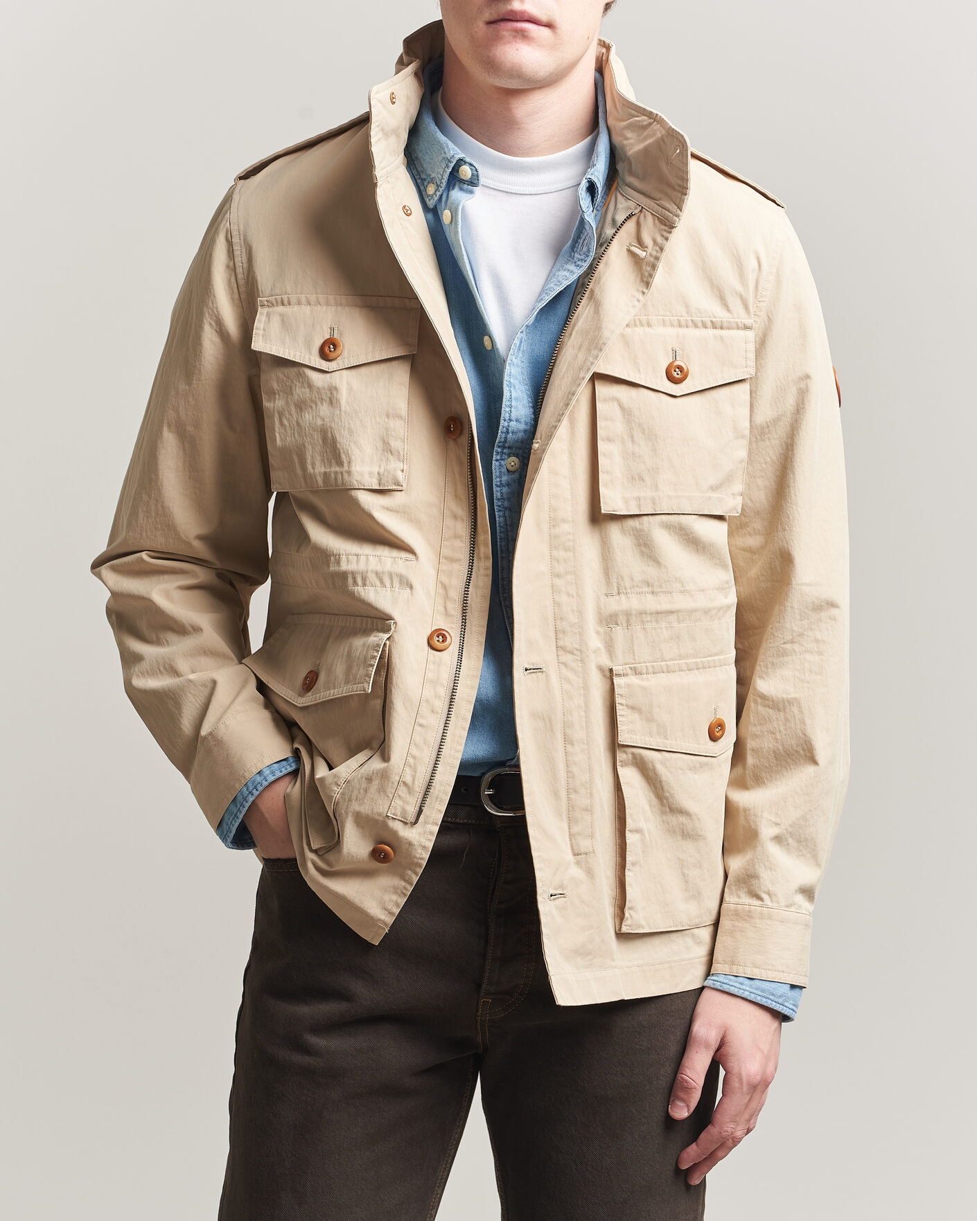 Men | Coats & Jackets | GANT | Cotton Field Jacket Oat Beige