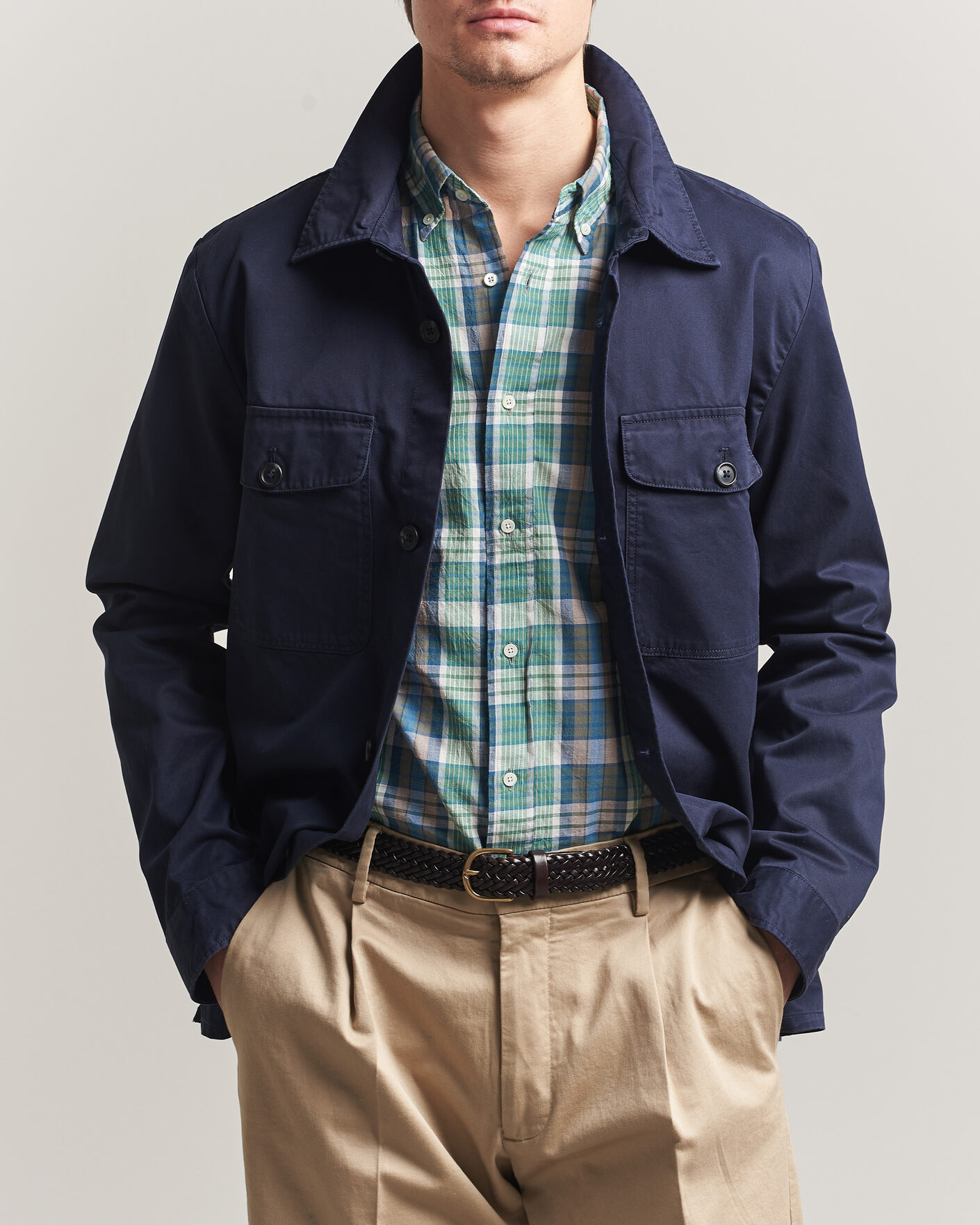 Men | Shirts | Gant | Regular Fit Cotton Twill Overshirt Evening Blue