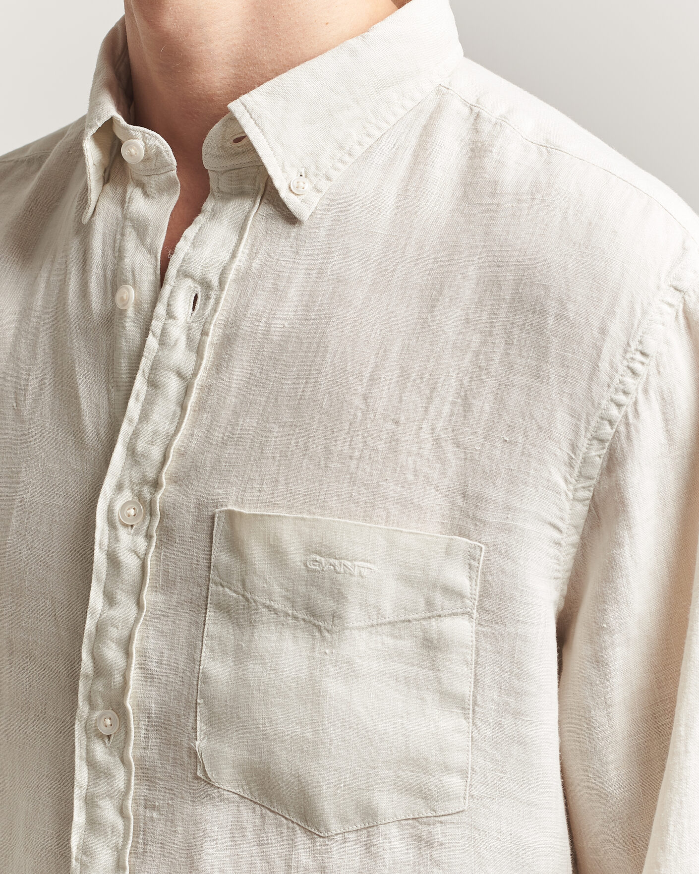 Men | Shirts | Gant | Regular Fit Garment Dyed Linen Shirt Sand