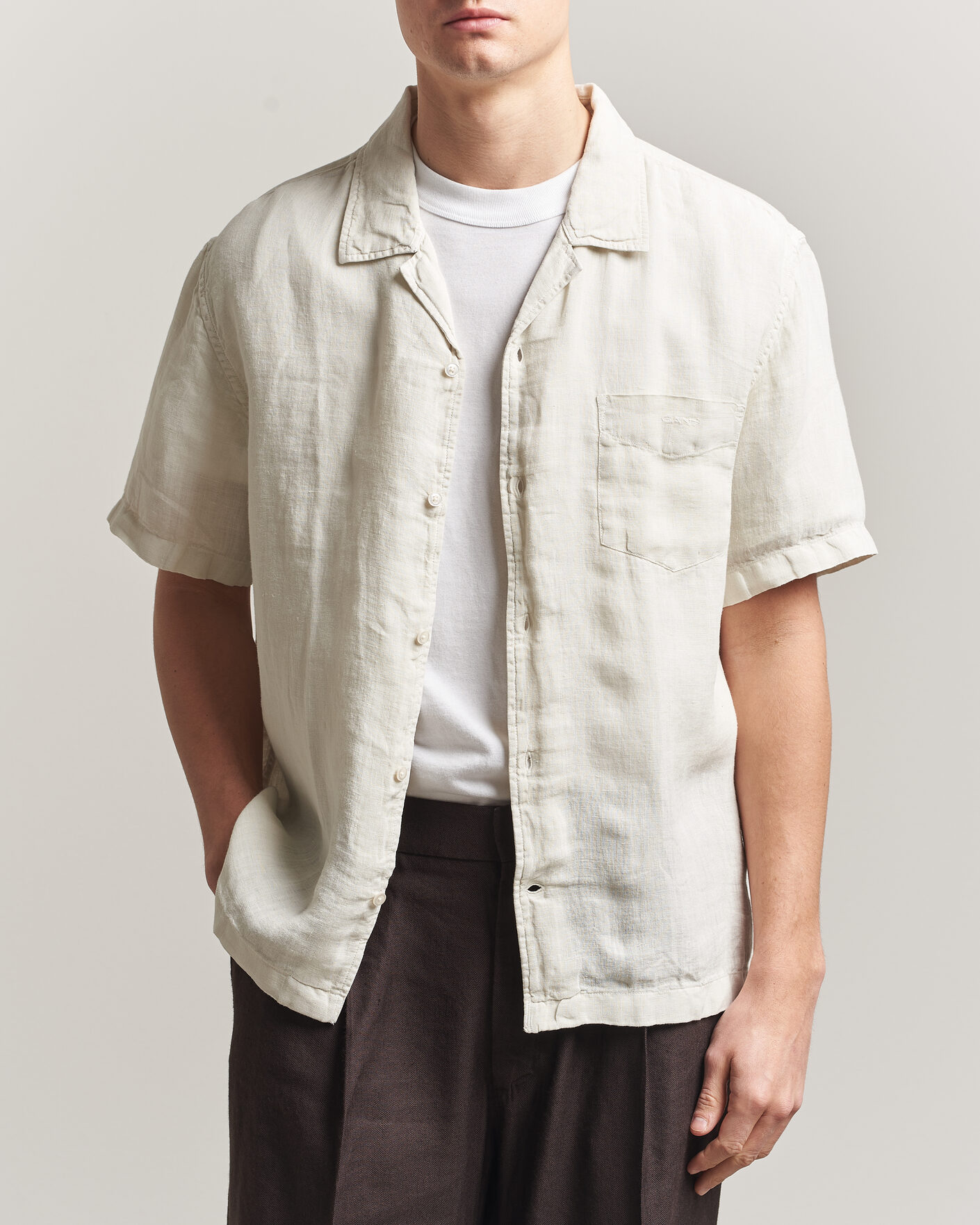 Men | Shirts | Gant | Regular Fit Garment Dyed Resort Shirt Sand