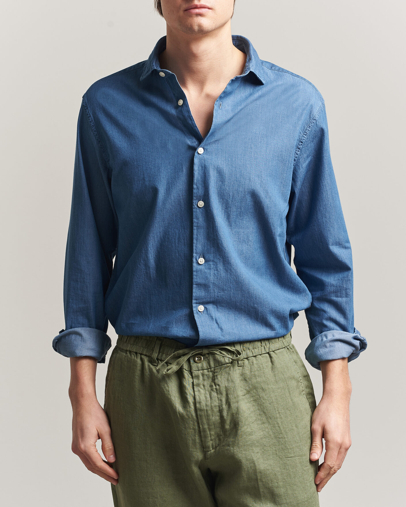 Men | Shirts | Gant | Regular Fit Indigo Twill Shirt Semi Light Blue