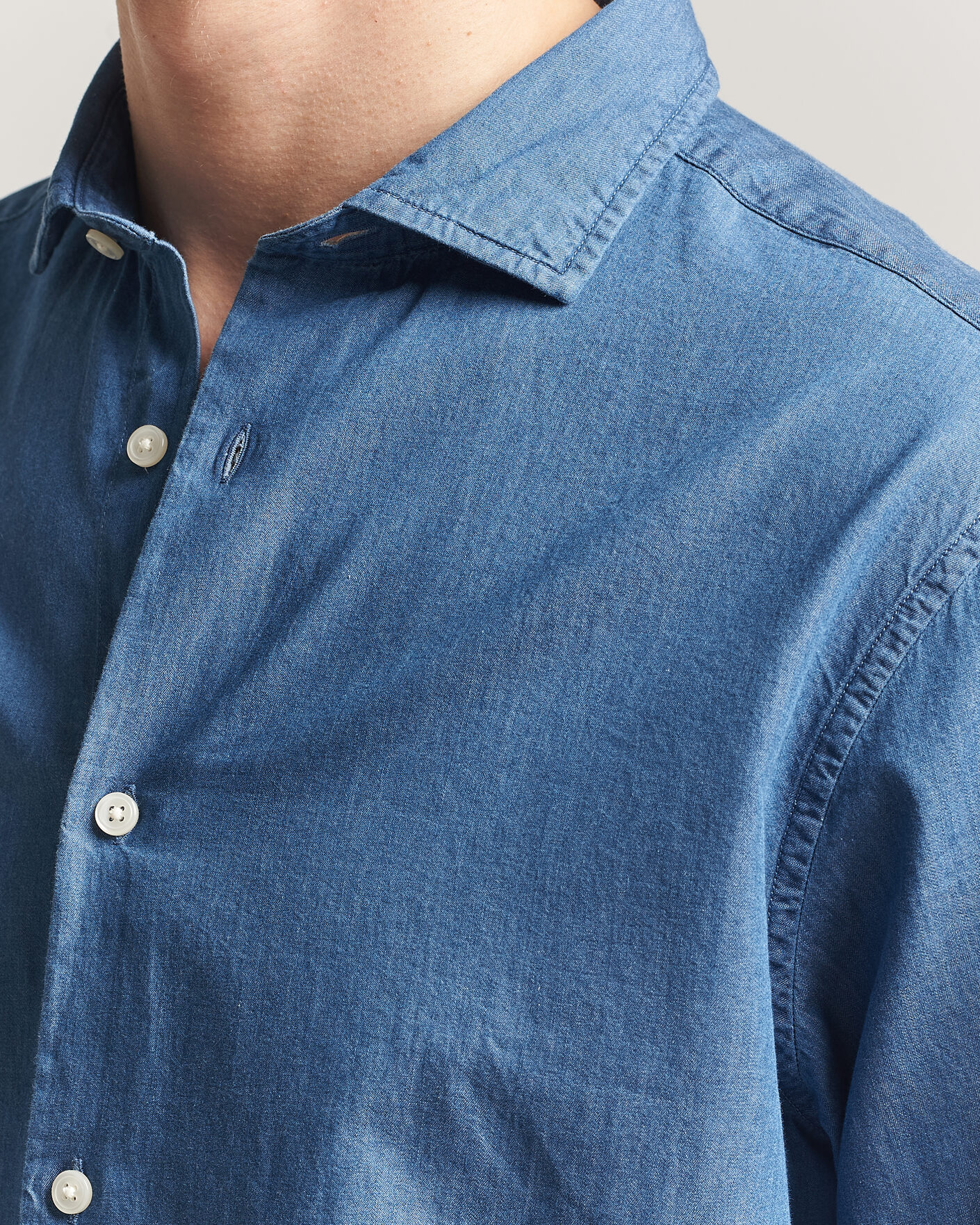 Men | Shirts | Gant | Regular Fit Indigo Twill Shirt Semi Light Blue