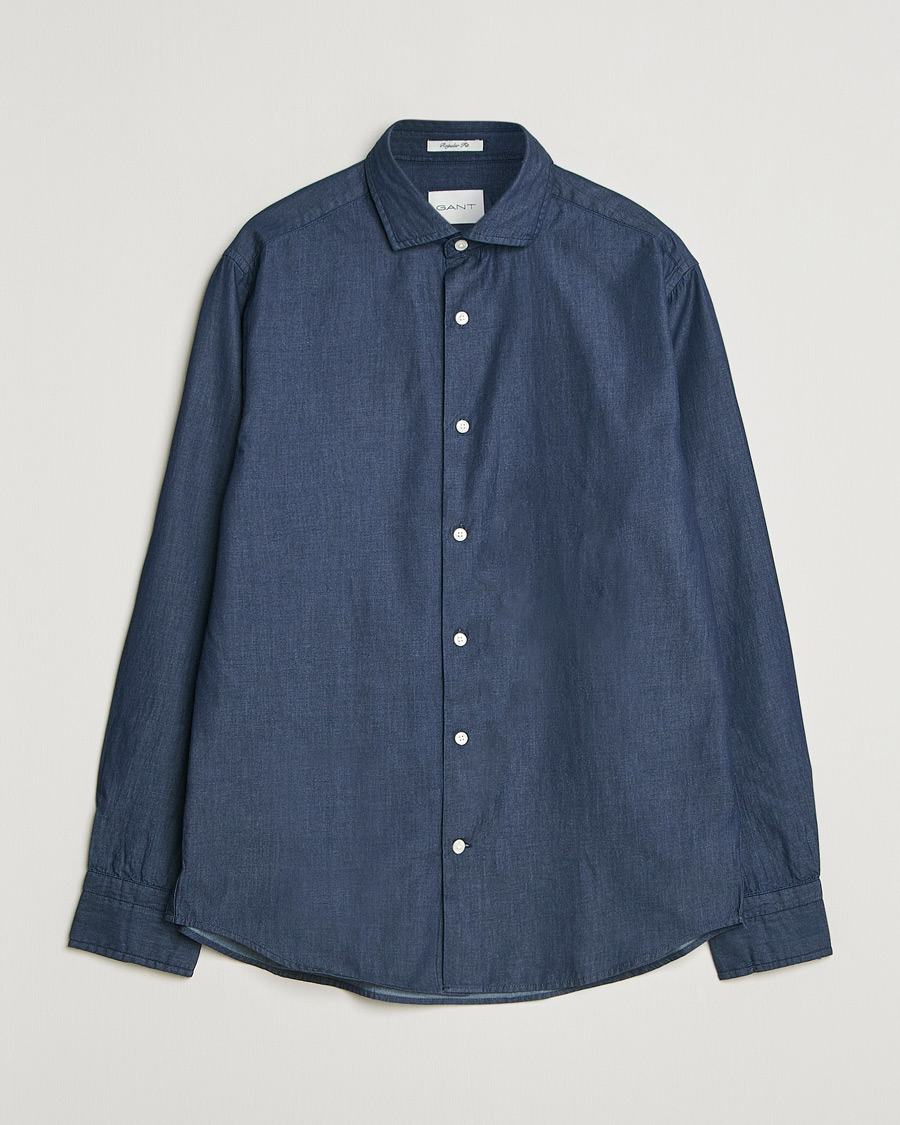Men | Shirts | GANT | Regular Fit Indigo Twill Shirt Dark Indigo