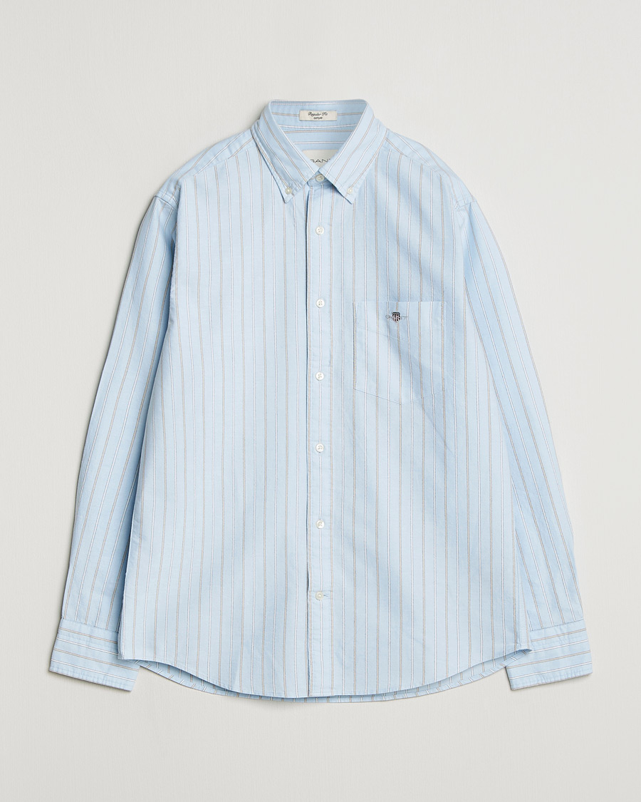 Men | Shirts | GANT | Regluar Fit Clsasic Oxford Striped Shirt Sky Blue