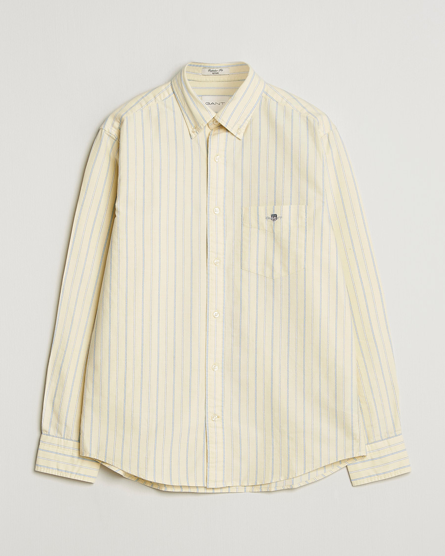 Men | Shirts | GANT | Regluar Fit Classic Oxford Striped Shirt Light Mustard Yellow