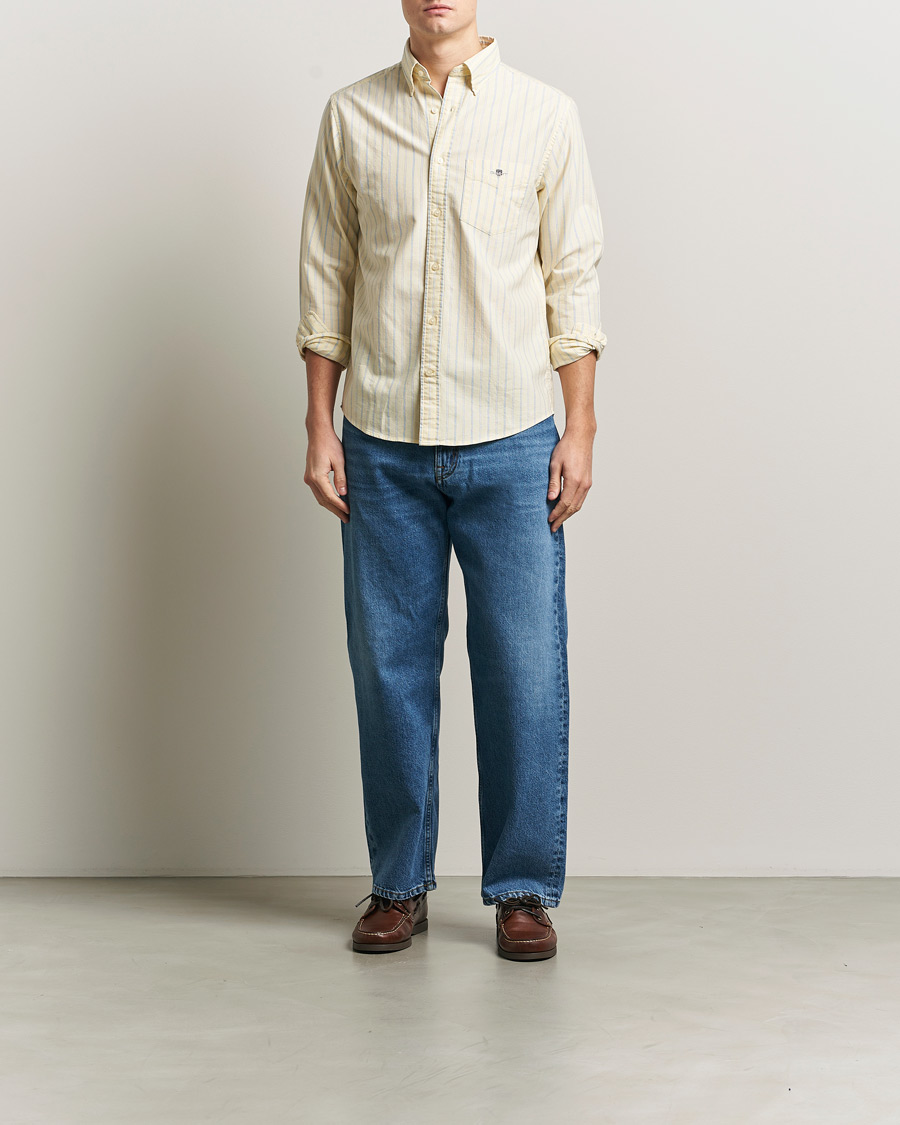 Men | Shirts | Gant | Regluar Fit Classic Oxford Striped Shirt Light Mustard Yellow