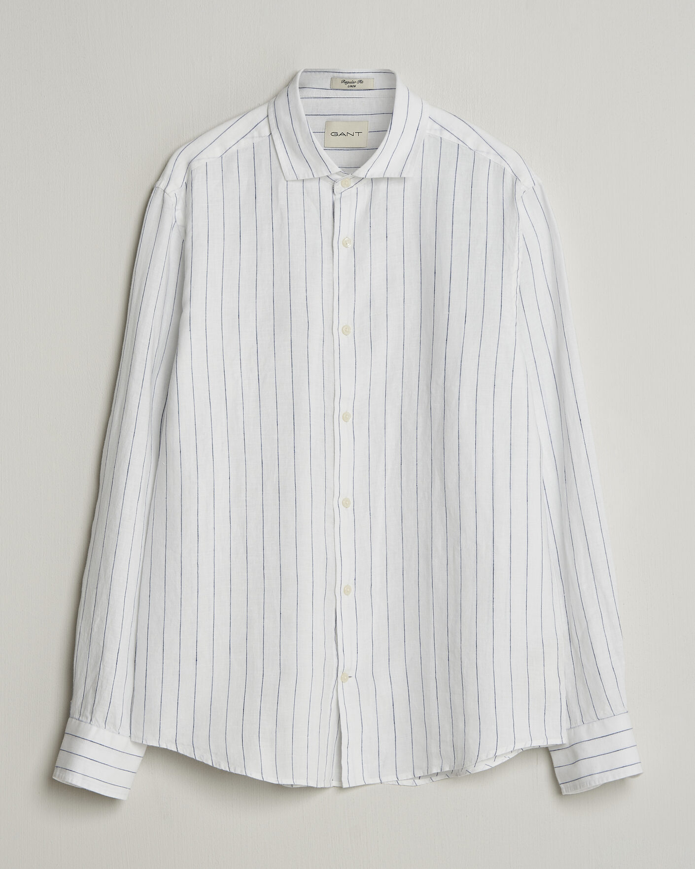 Men | Shirts | GANT | Regular Fit Linen Striped Shirt White