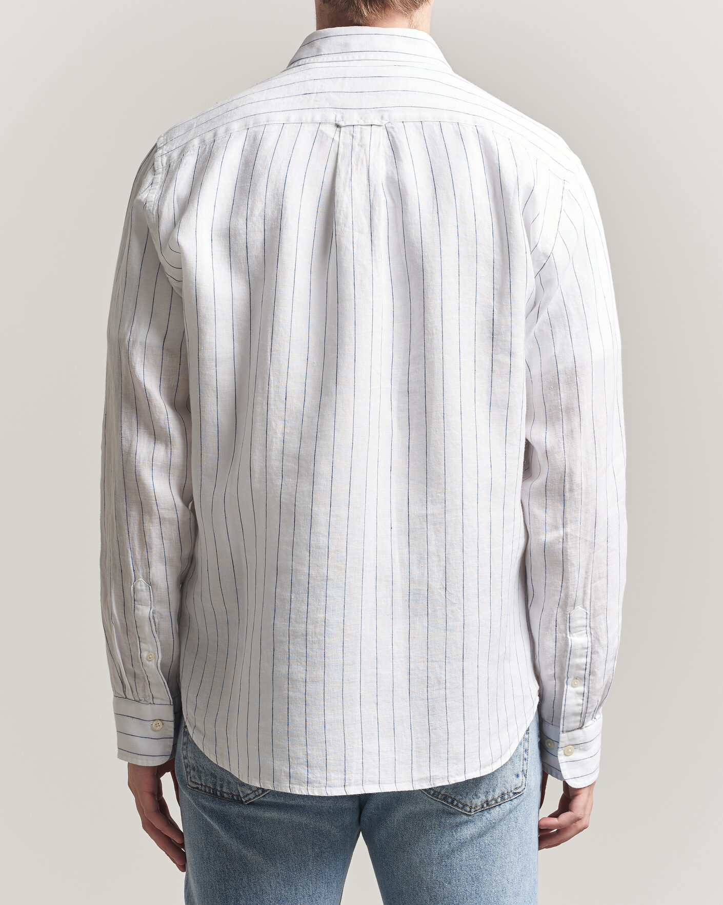 Men | Shirts | GANT | Regular Fit Linen Striped Shirt White