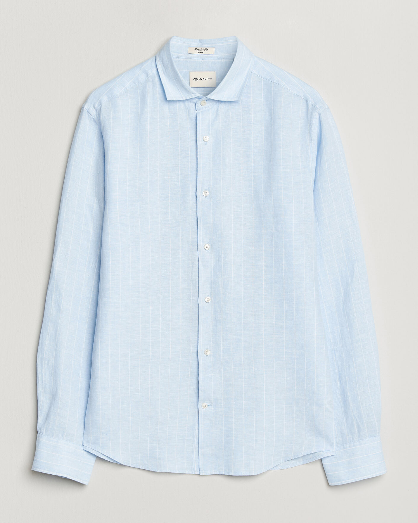 Men | Shirts | Gant | Regular Fit Linen Striped Shirt Sky Blue