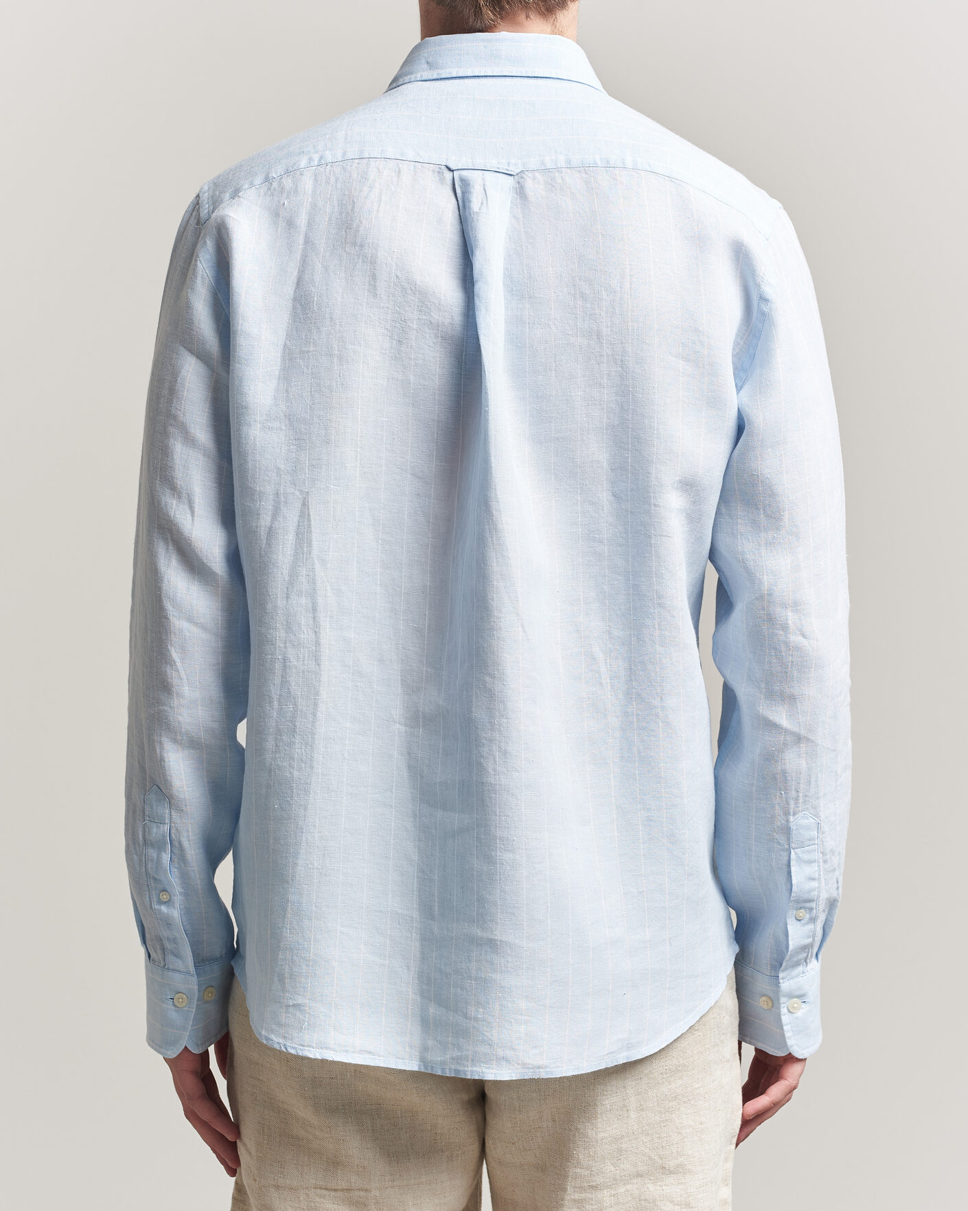 Men | Shirts | GANT | Regular Fit Linen Striped Shirt Sky Blue