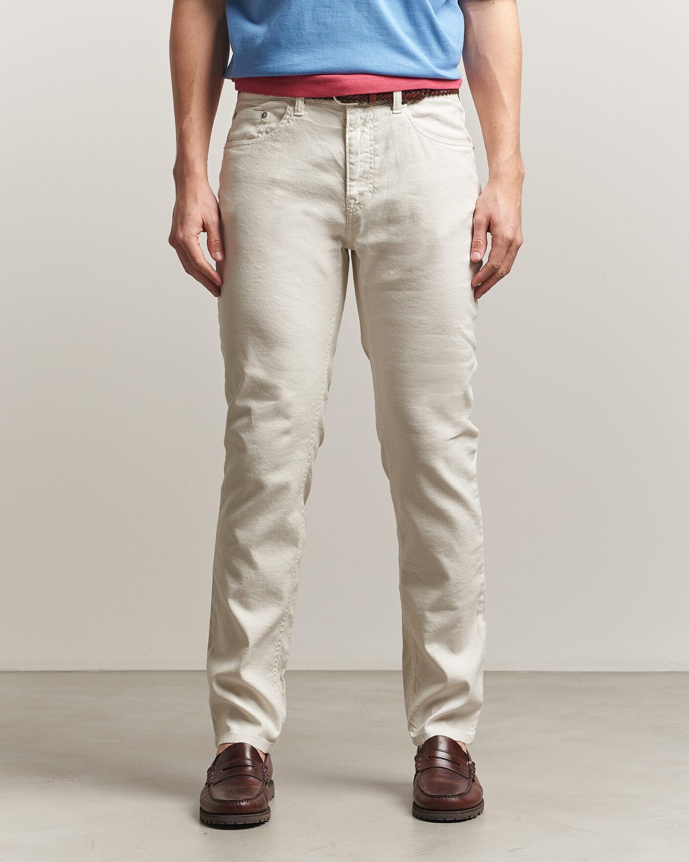 Men | Trousers | Gant | Slim Fit Cotton/Linen 5-Pocket Pants Sand