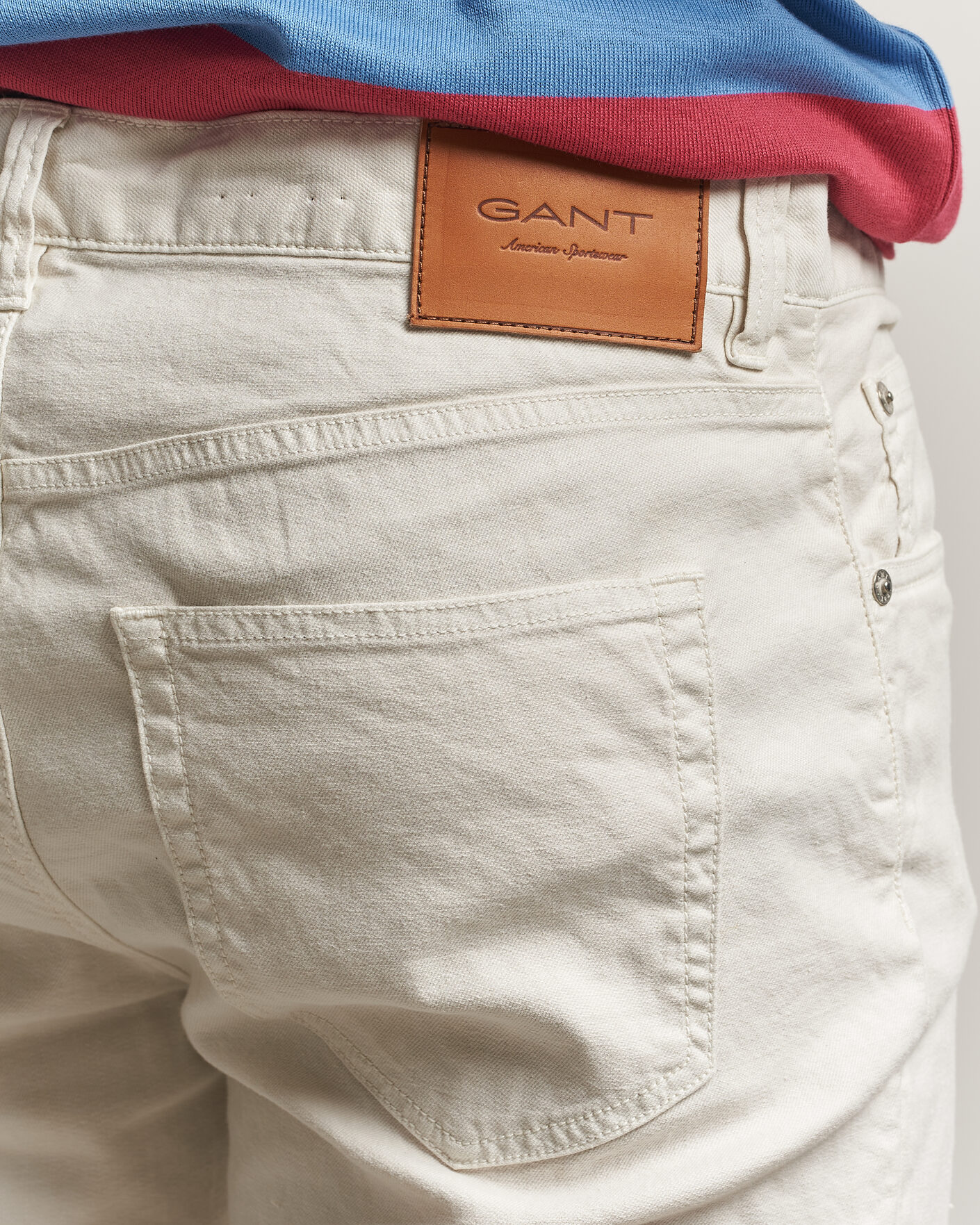 Men | Trousers | Gant | Slim Fit Cotton/Linen 5-Pocket Pants Sand