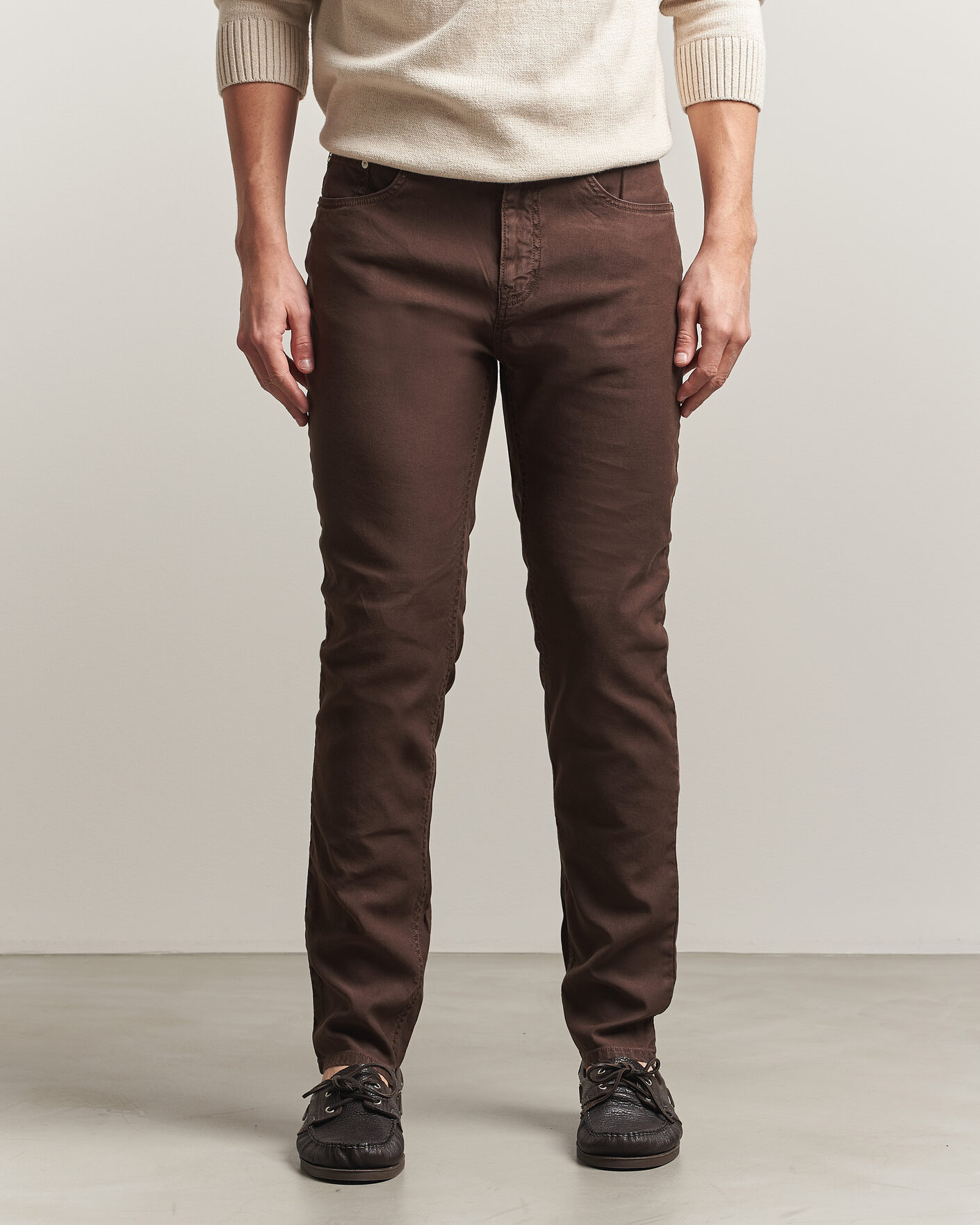 Men | Trousers | Gant | Slim Fit Cotton/Linen 5-Pocket Pants Rich Brown
