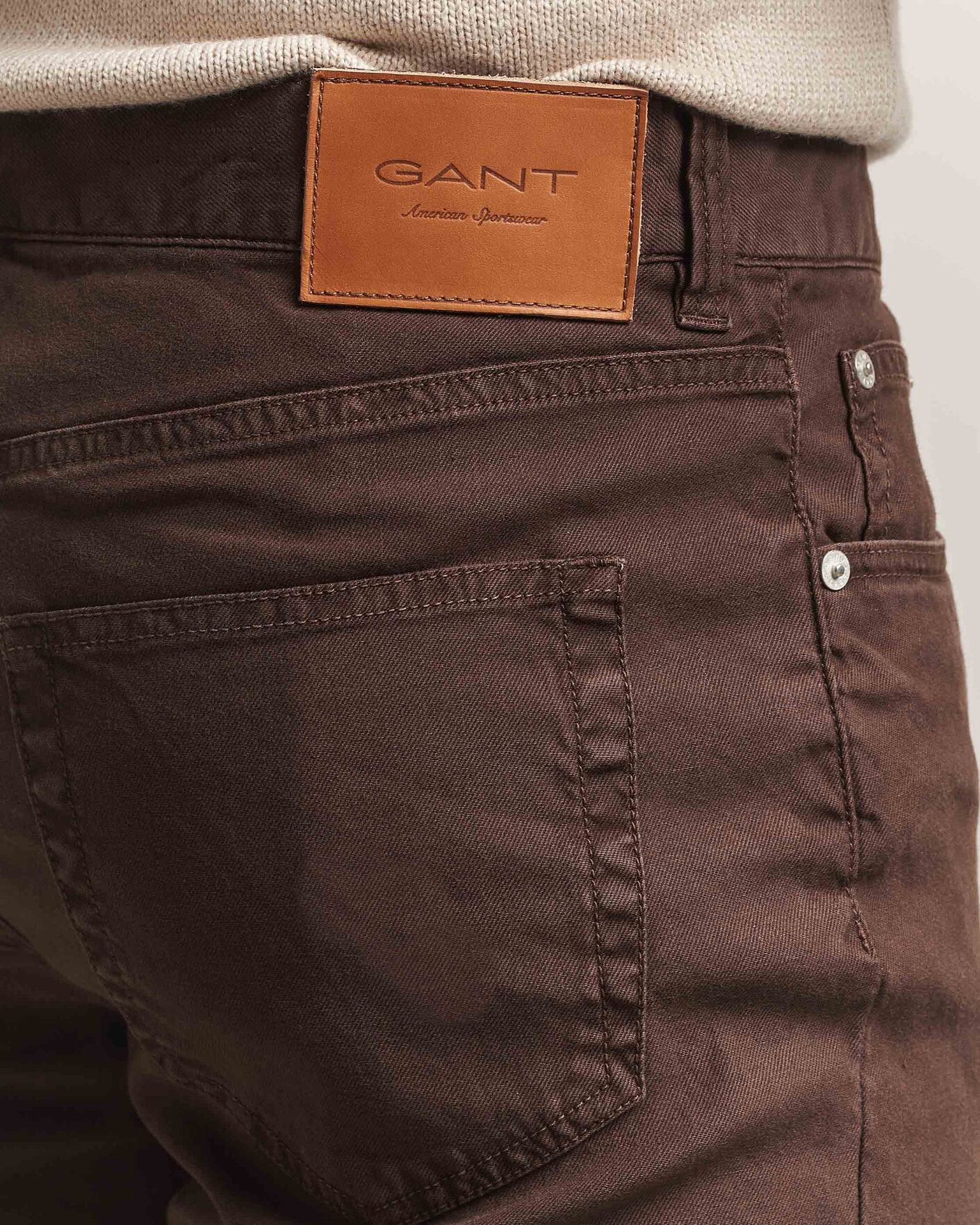 Men | Trousers | Gant | Slim Fit Cotton/Linen 5-Pocket Pants Rich Brown