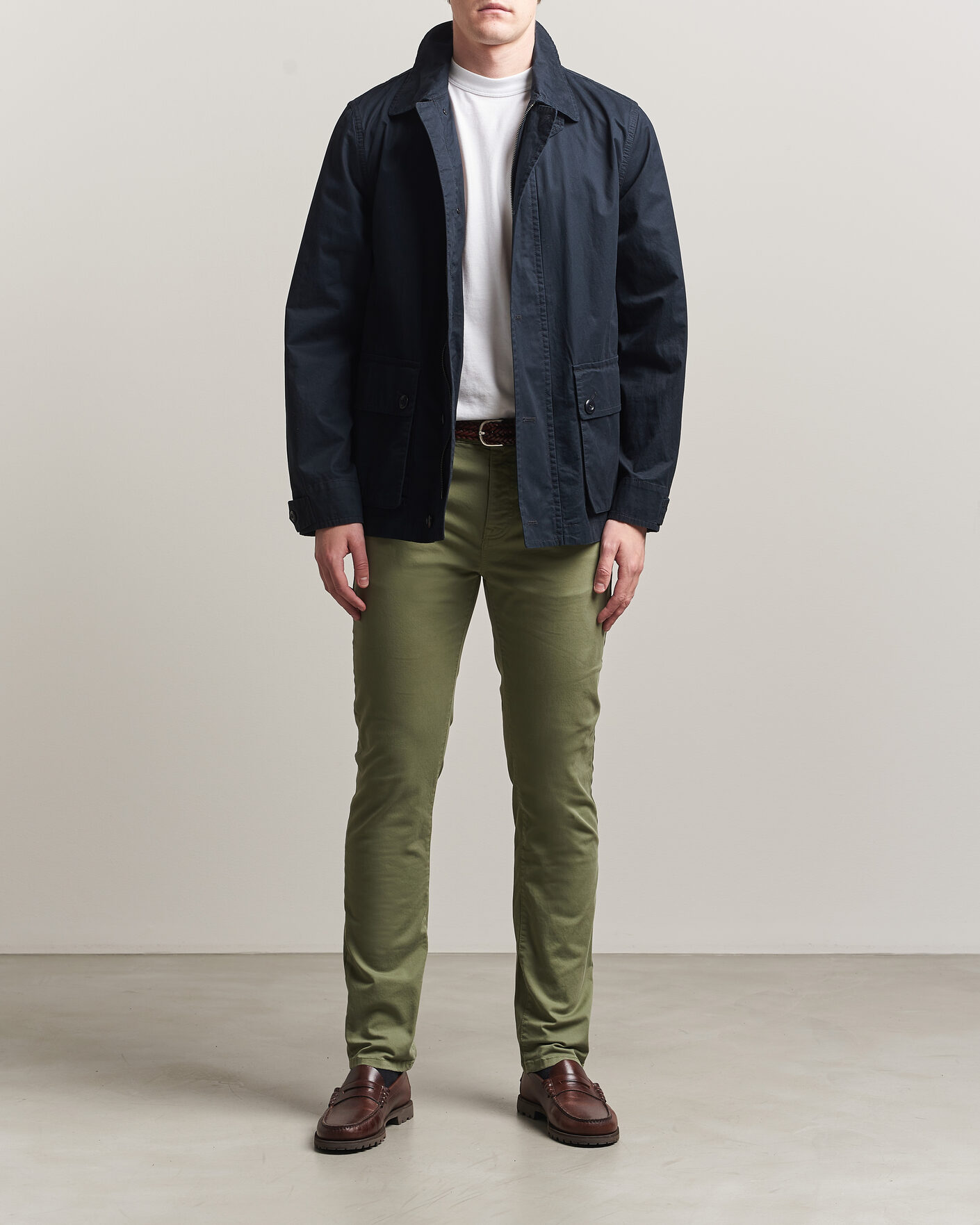Men | Trousers | Gant | Slim Fit Desert 5-Pocket Pants Dry Herb Green