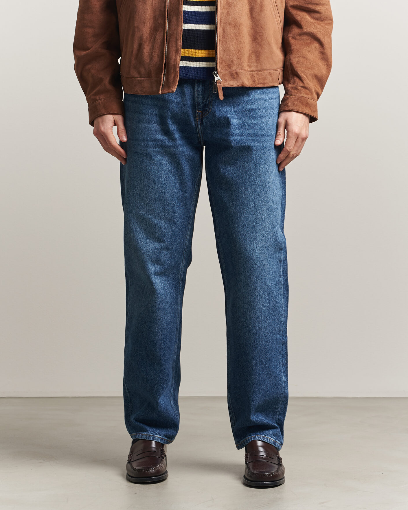 Men | Trousers | Gant | Straight Fit Jeans Mid Blue Worn In