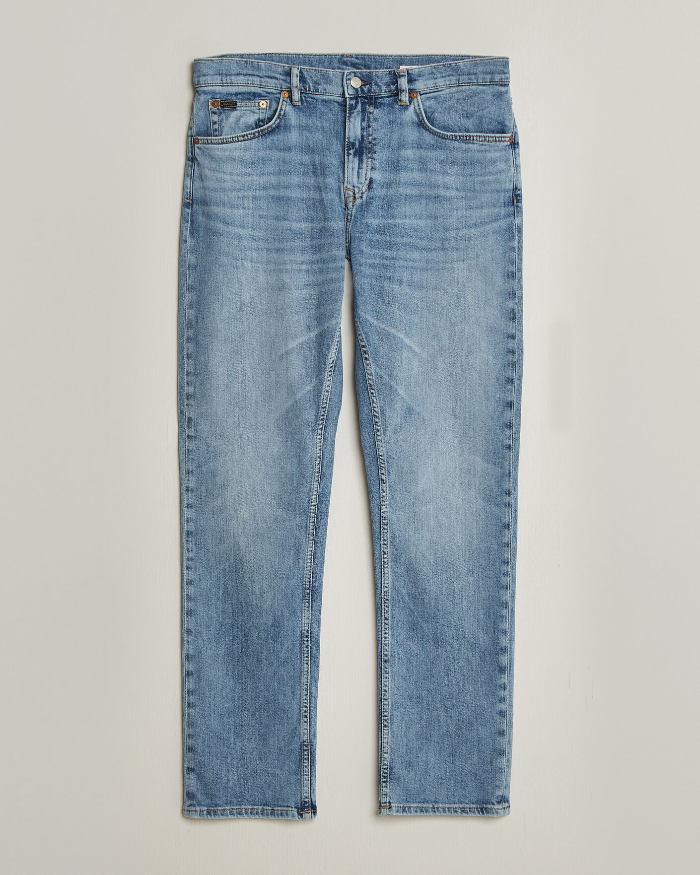 Men | Trousers | Gant | Regular Fit Jeans Semi Light Blue Worn In