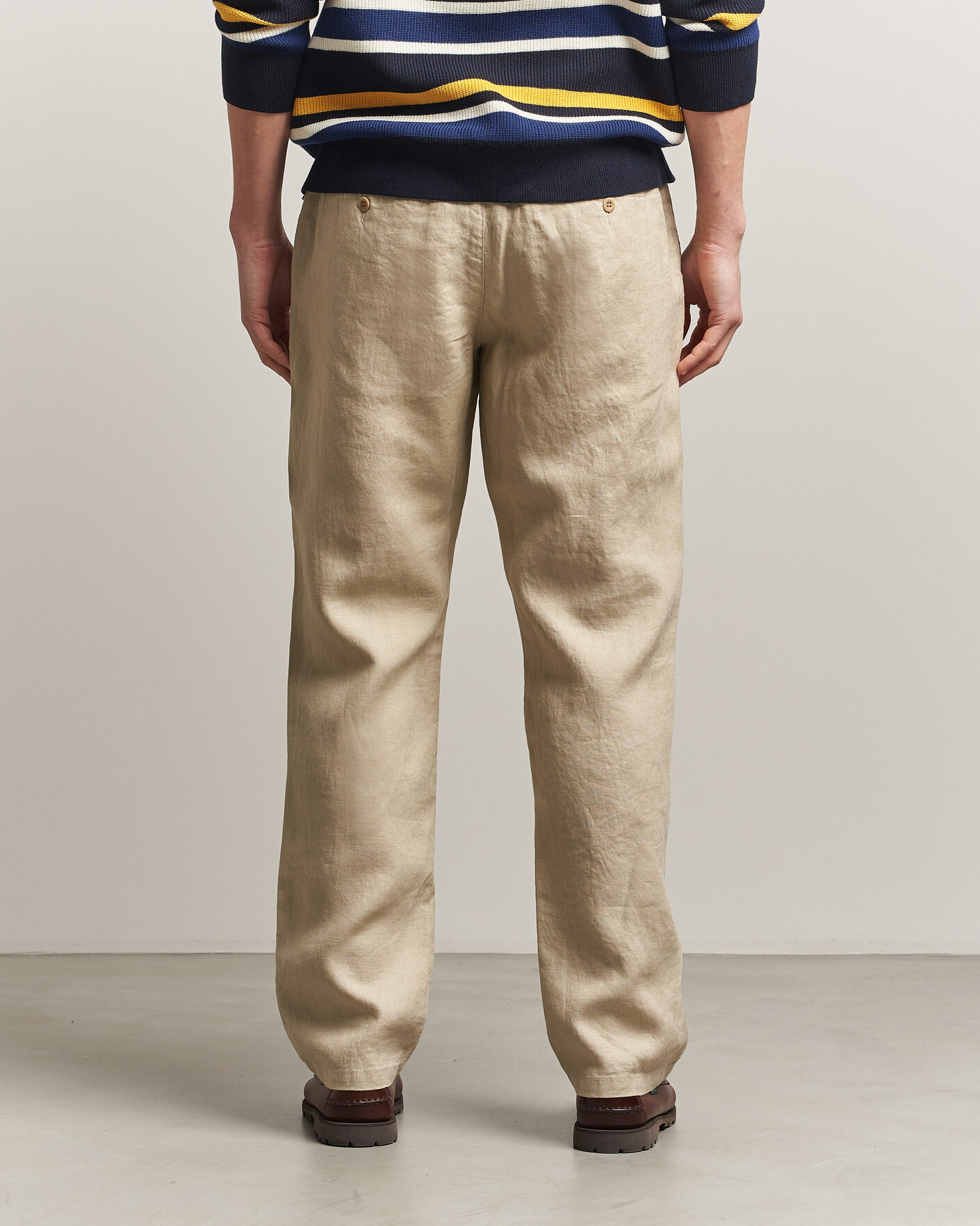 Men | Trousers | GANT | Regular Fit Linen Drawstring Pants Oat Beige