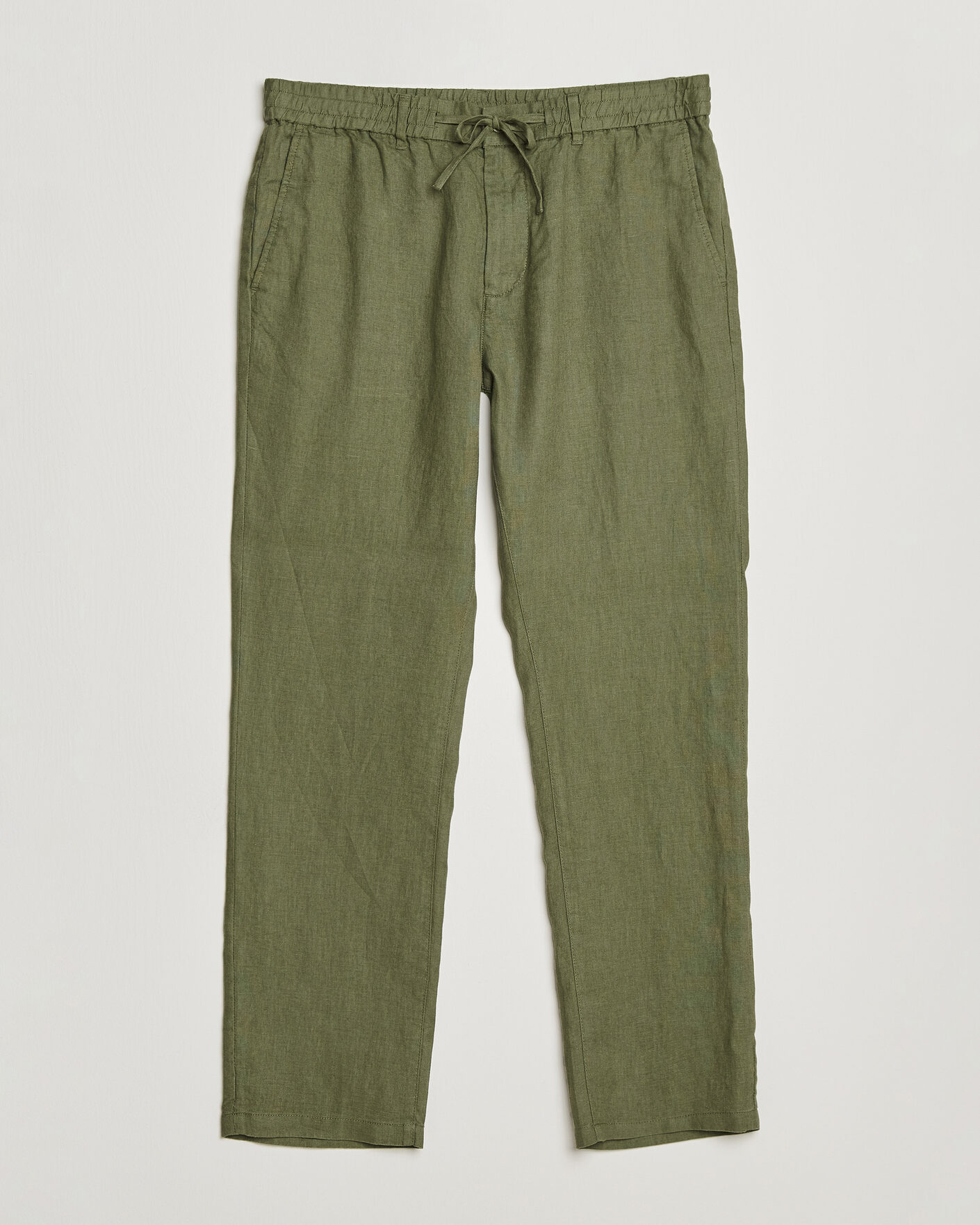 Men | Trousers | GANT | Regular Fit Linen Drawstring Pants Dry Herb Green