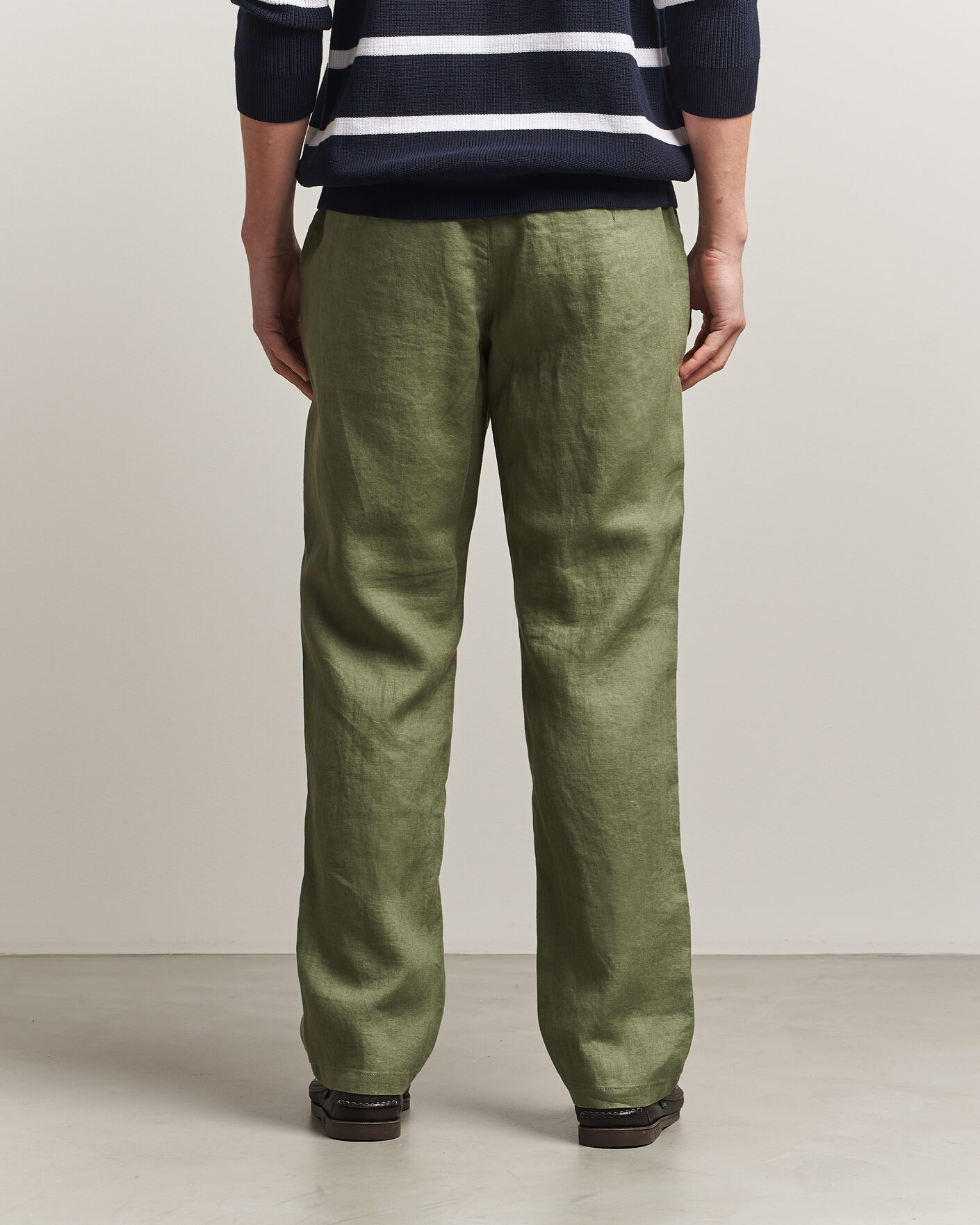 Men | Trousers | GANT | Regular Fit Linen Drawstring Pants Dry Herb Green