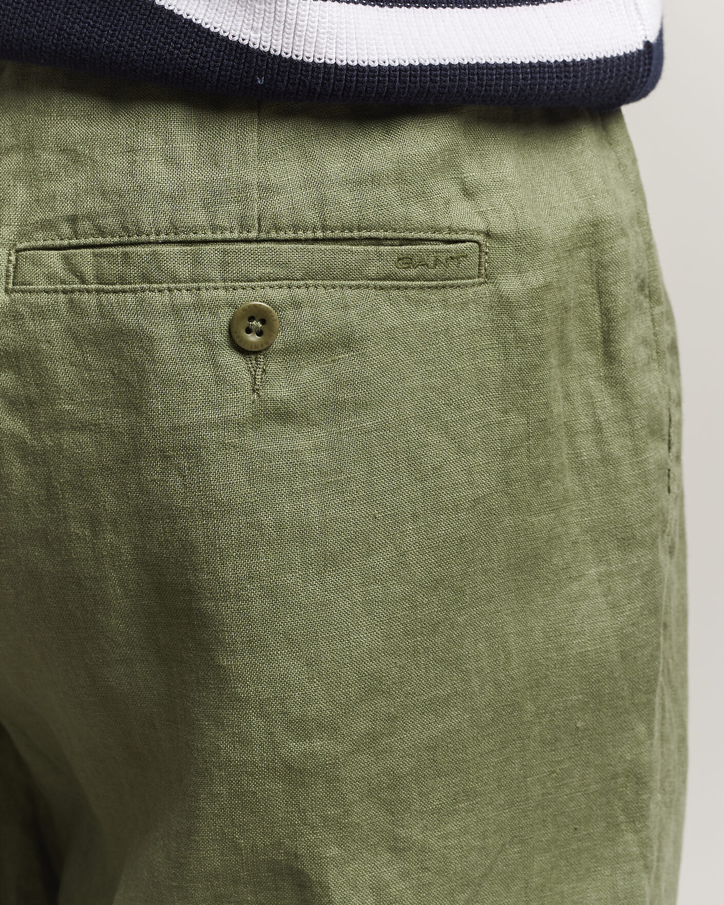 Men | Trousers | GANT | Regular Fit Linen Drawstring Pants Dry Herb Green