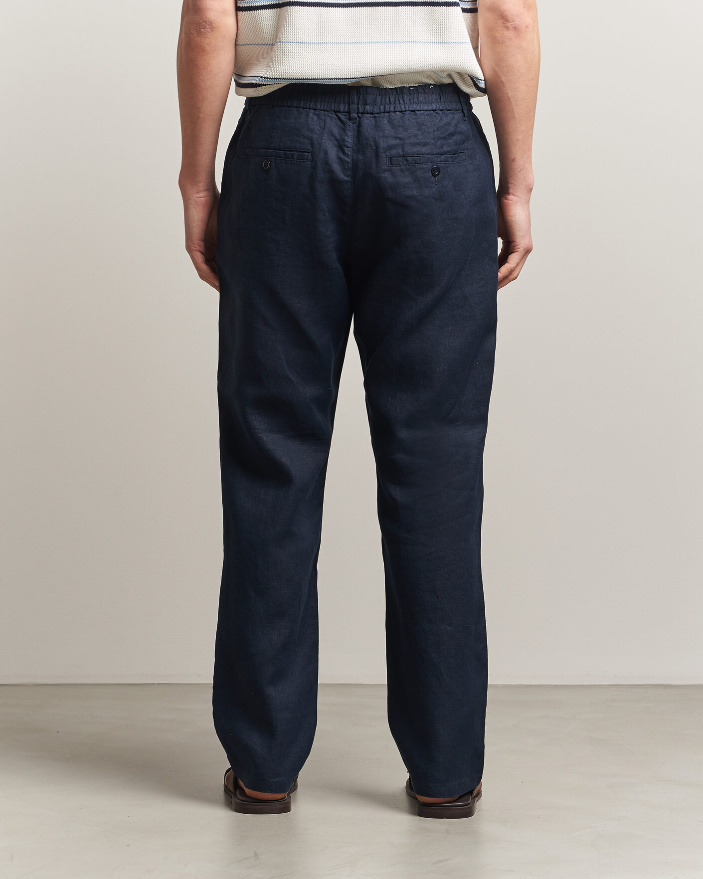 Men | Trousers | GANT | Regular Fit Linen Drawstring Pants Evening Blue