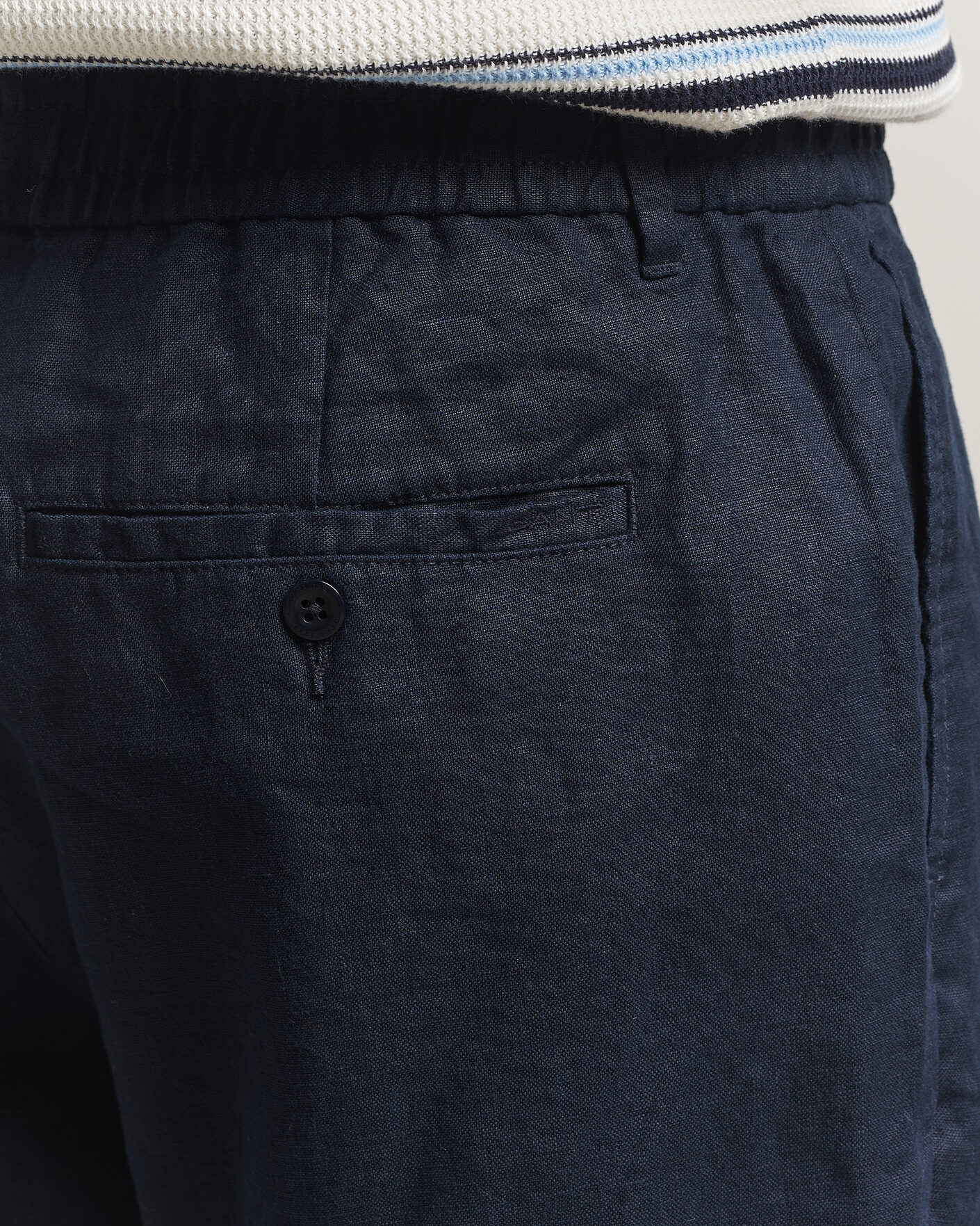 Men | Trousers | Gant | Regular Fit Linen Drawstring Pants Evening Blue