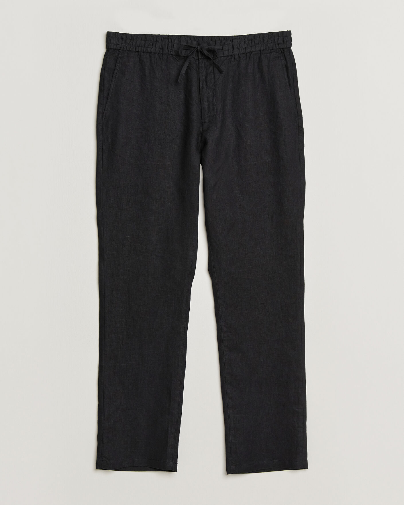 Men | Trousers | GANT | Regular Fit Linen Drawstring Pants Black