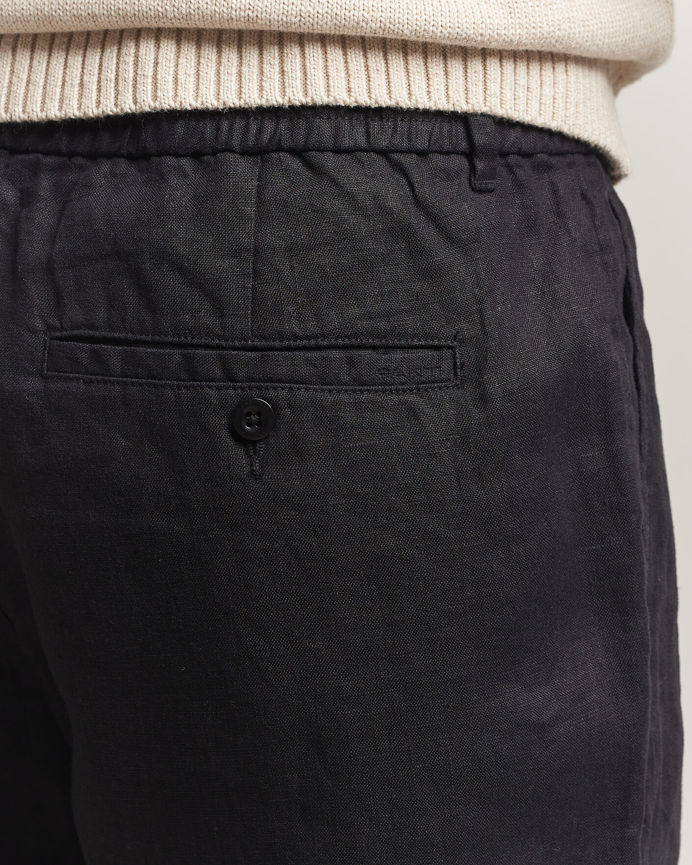 Men | Trousers | Gant | Regular Fit Linen Drawstring Pants Black