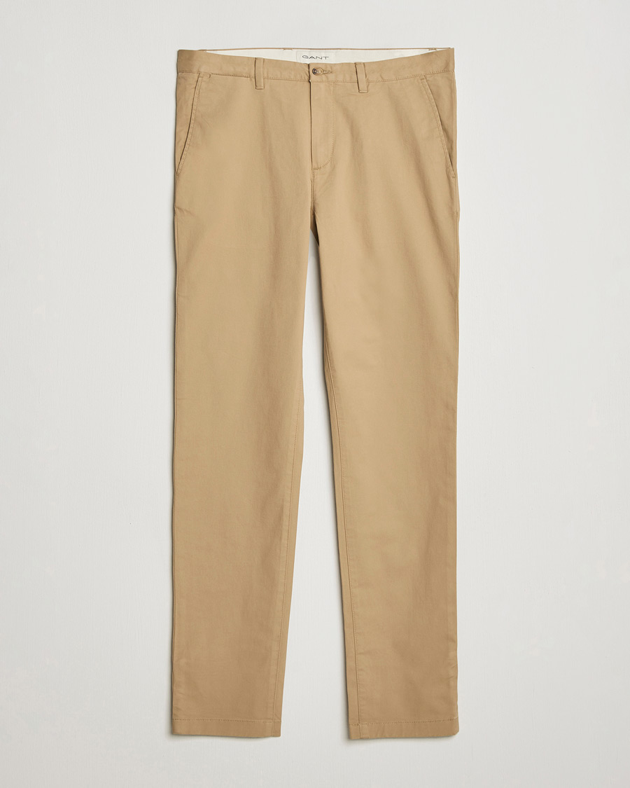 Men | Trousers | GANT | Slim Fit Chinos Dark Khaki