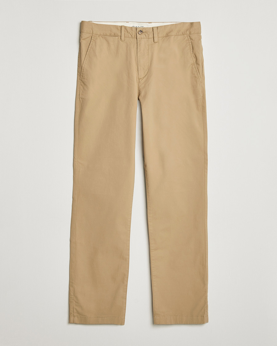 Men | Trousers | GANT | Regular Fit Chinos Dark Khaki