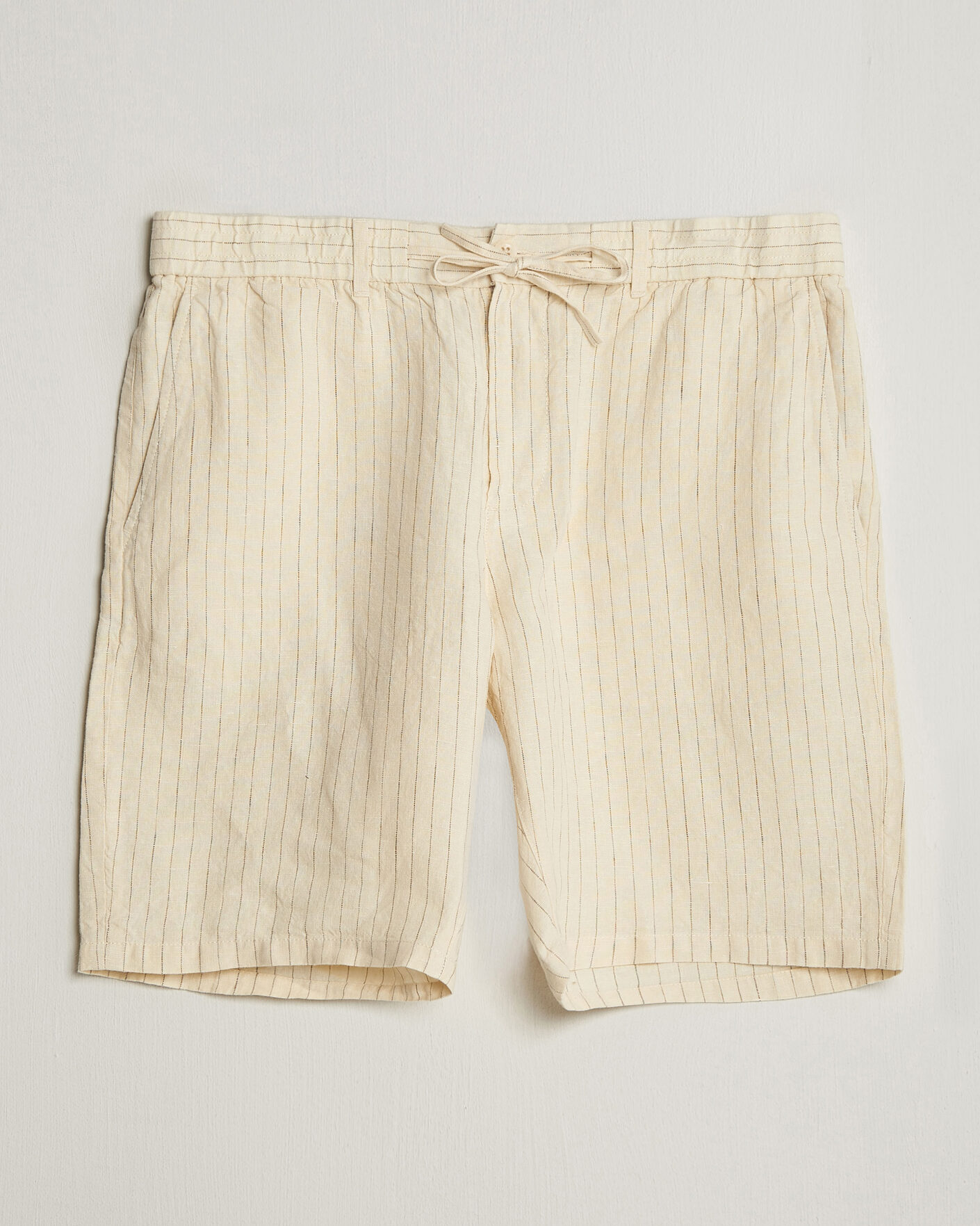 GANT Regular Fit Striped Linen Drawstring Shorts Faded Beige at