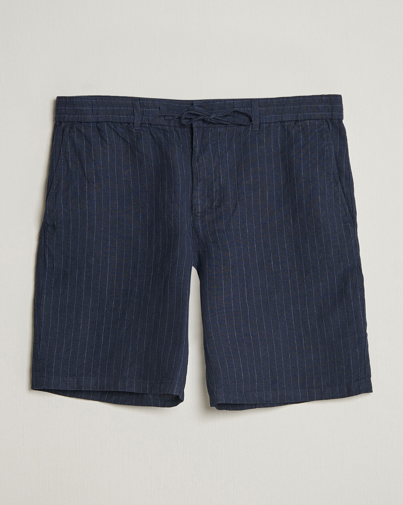 Men | Shorts | Gant | Regular Fit Striped Linen Drawstring Shorts Evening Blue