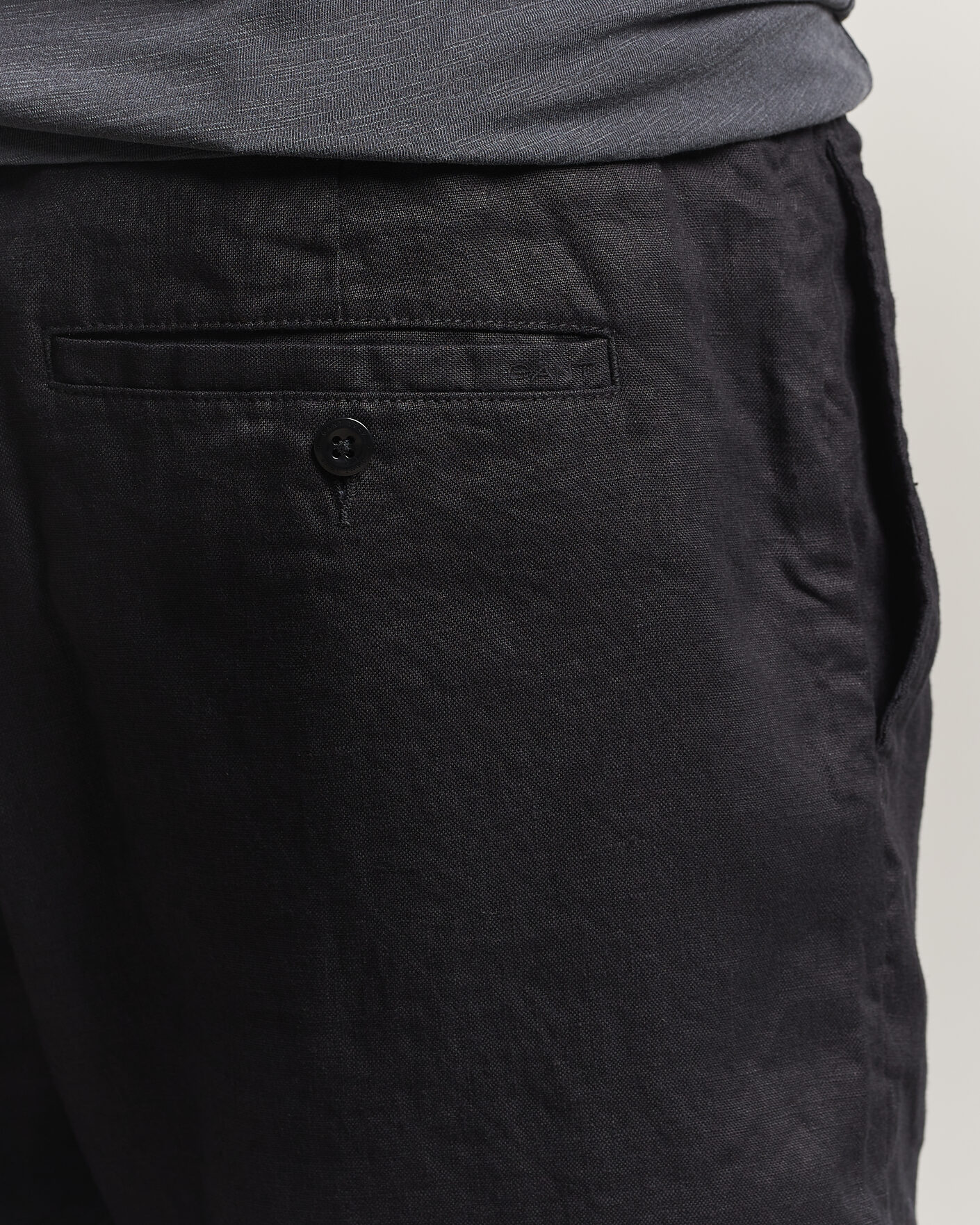 Men | Shorts | GANT | Regular Fit Linen Drawstring Shorts Black