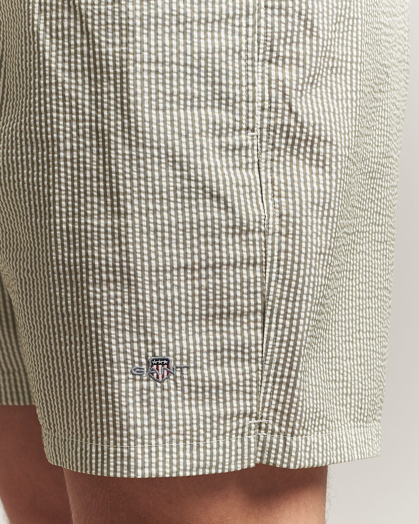 Men | Swimwear | Gant | Seersucker Striped Swimshorts Dry Herb Green