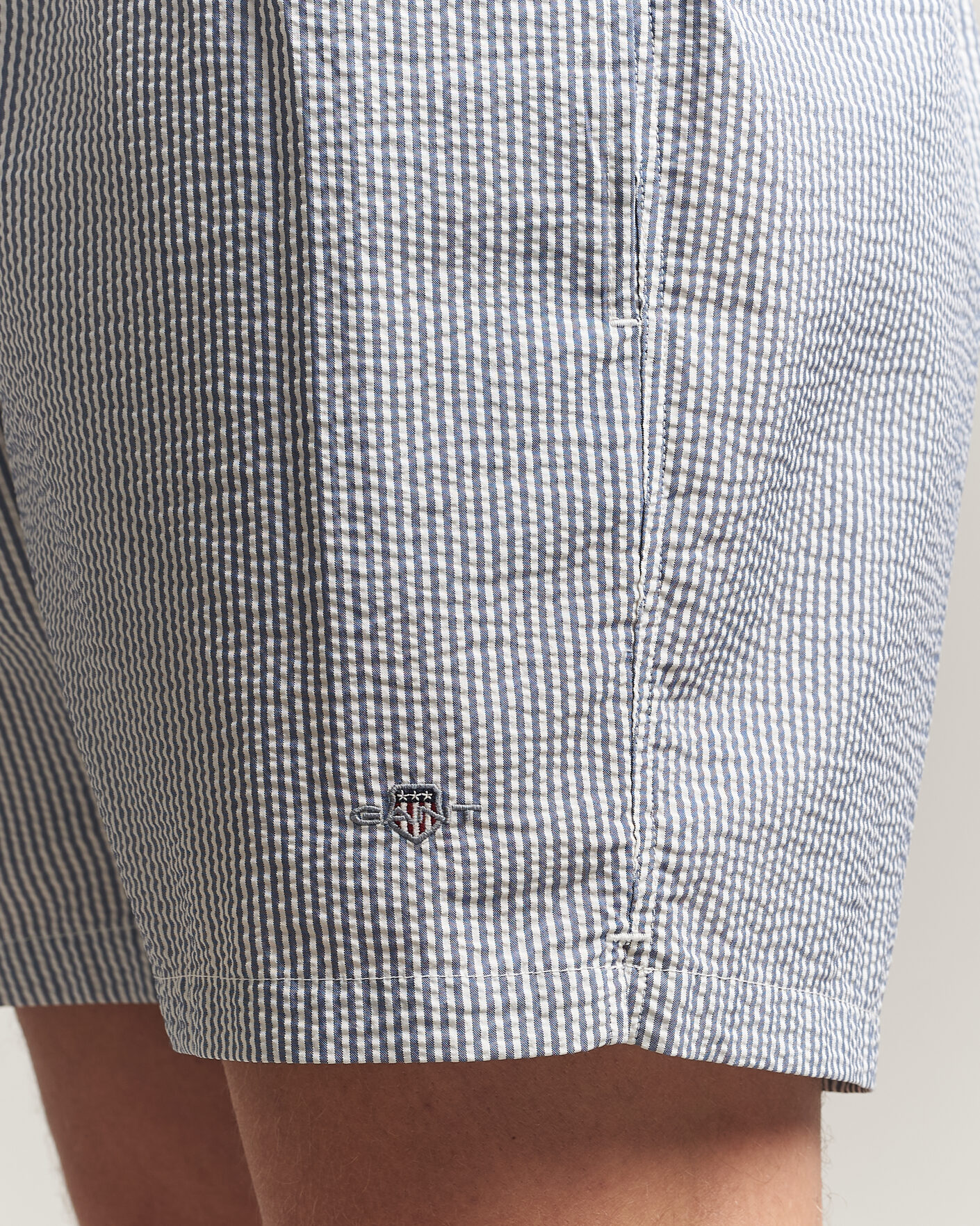 Men | Swimwear | Gant | Seersucker Striped Swimshorts Vintage Blue