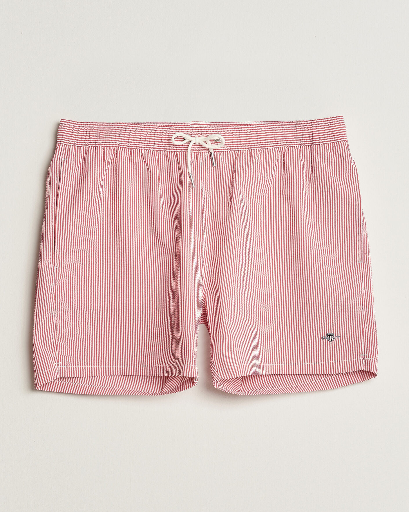Men | Swimwear | GANT | Seersucker Striped Swimshorts Rose Red