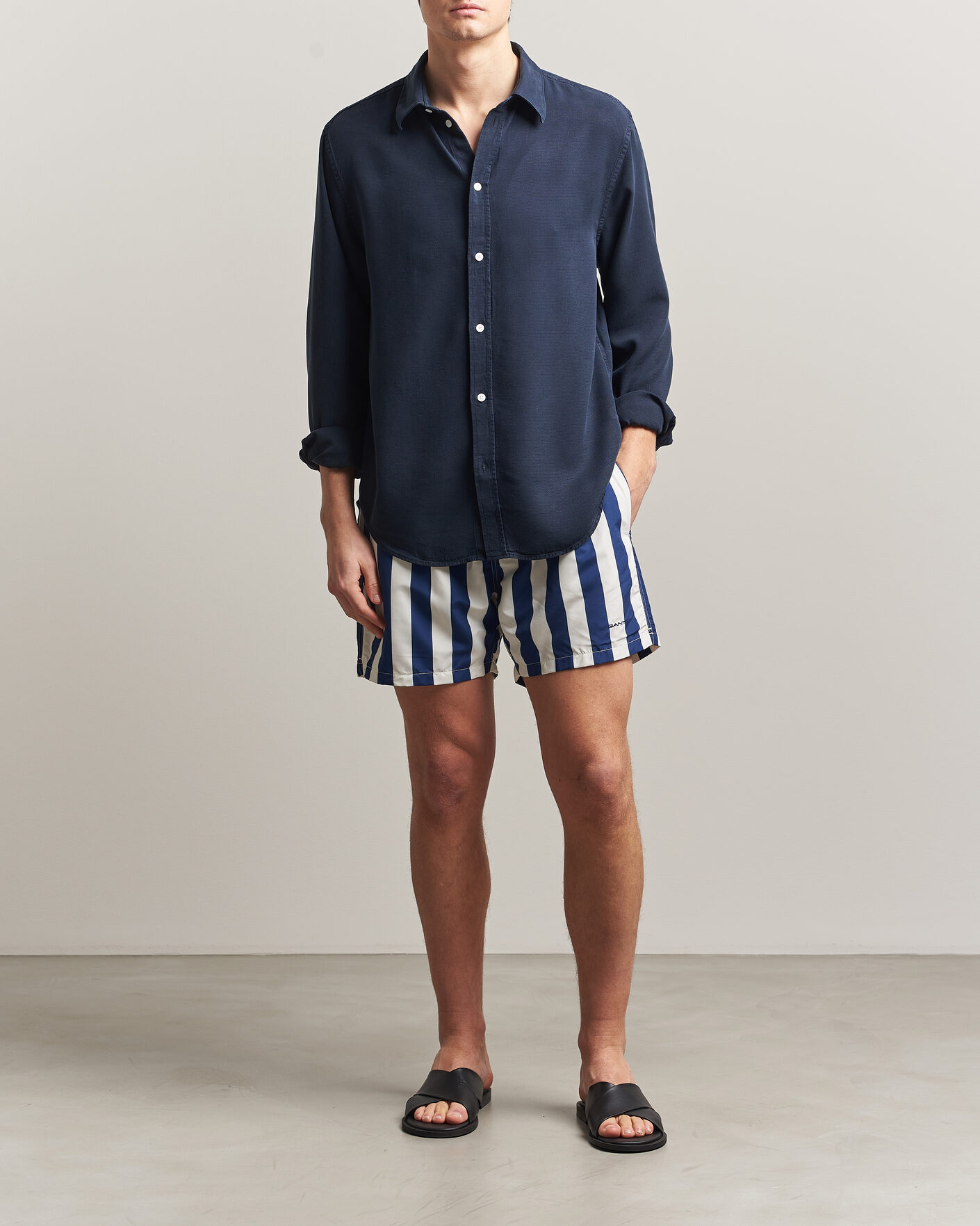 Men | Swimwear | GANT | Blockstriped Swimshorts Rich Navy