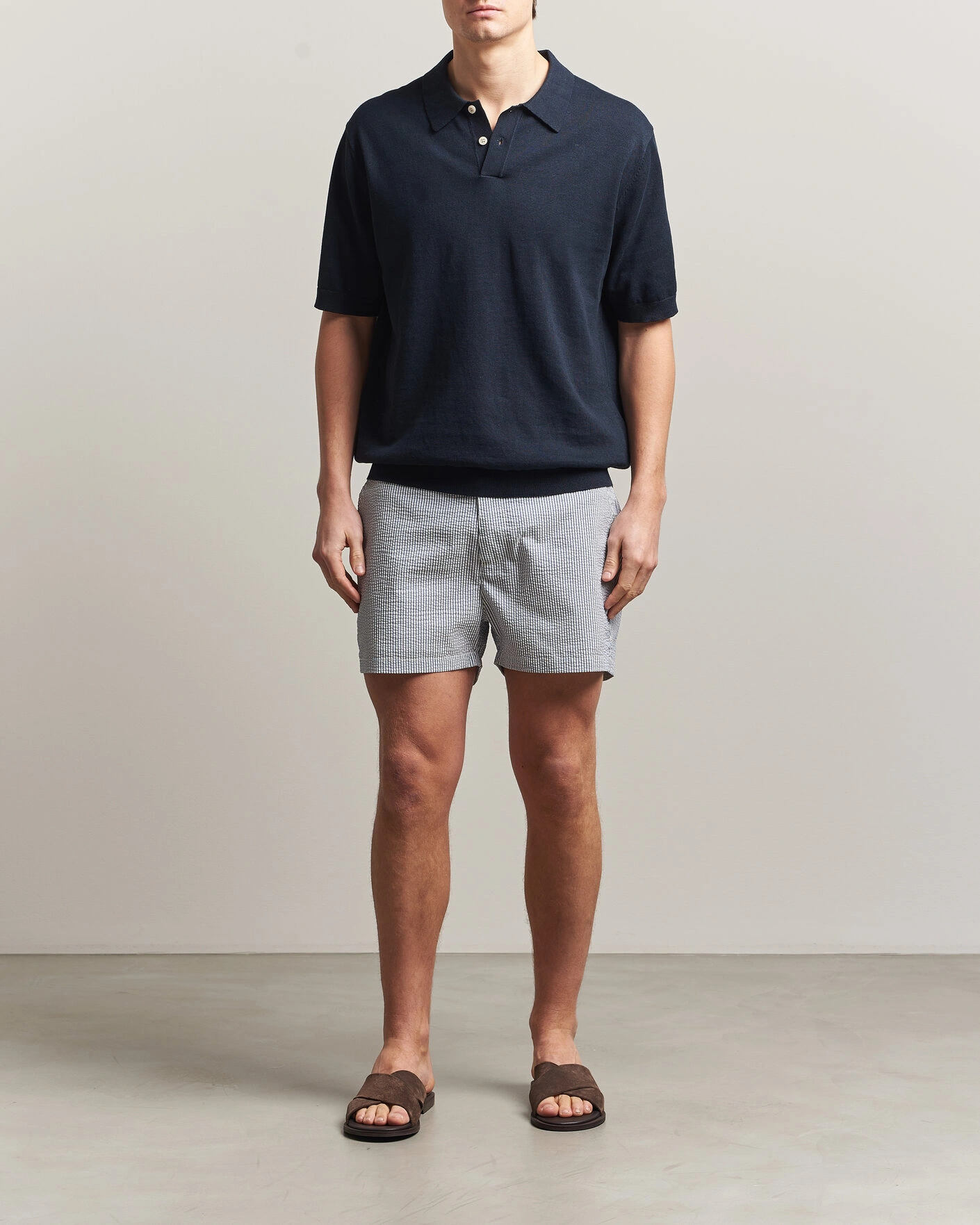 Men | Swimwear | GANT | Fitted Seersucker Swimshorts Vintage Blue
