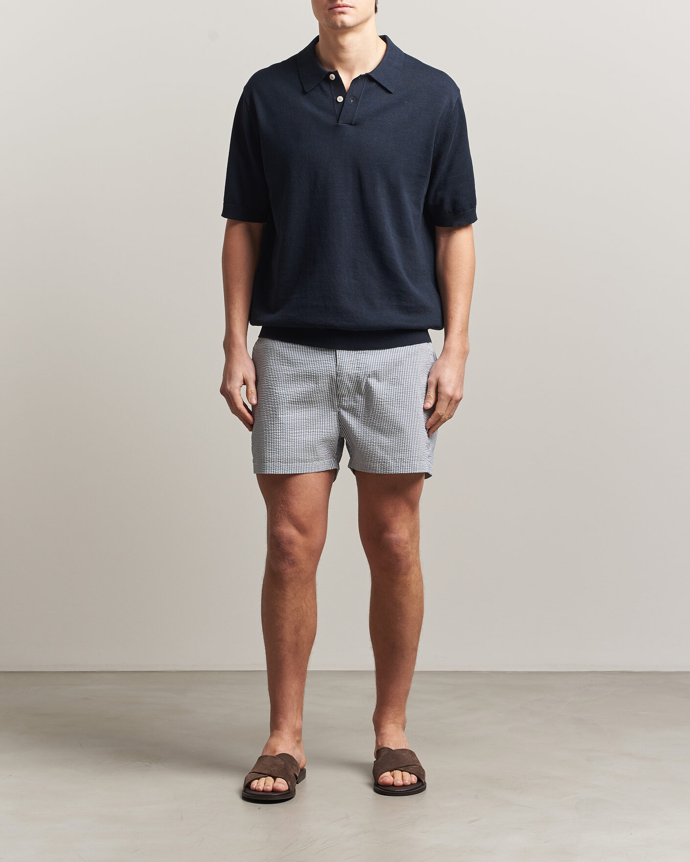 Men | Swimwear | Gant | Fitted Seersucker Swimshorts Vintage Blue