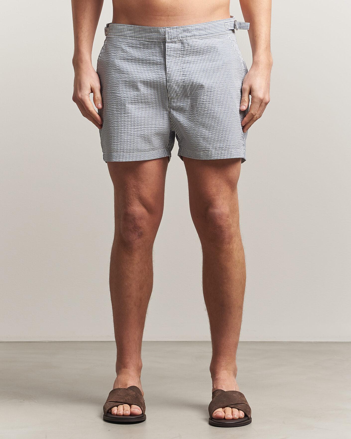 Men | Swimwear | Gant | Fitted Seersucker Swimshorts Vintage Blue