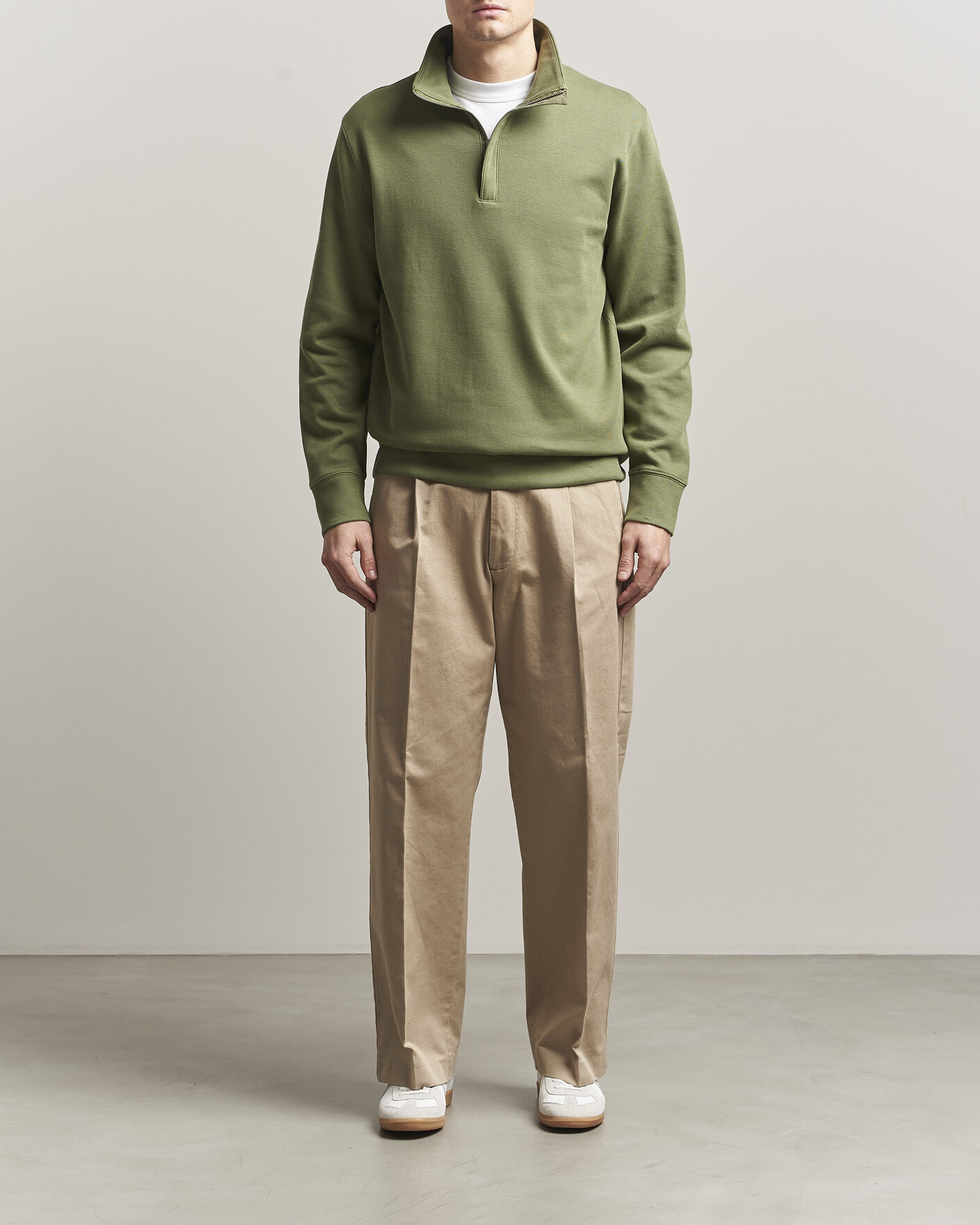 Men | Sweaters & Knitwear | GANT | Light Sacker Rib Half Zip Dry Herb Green