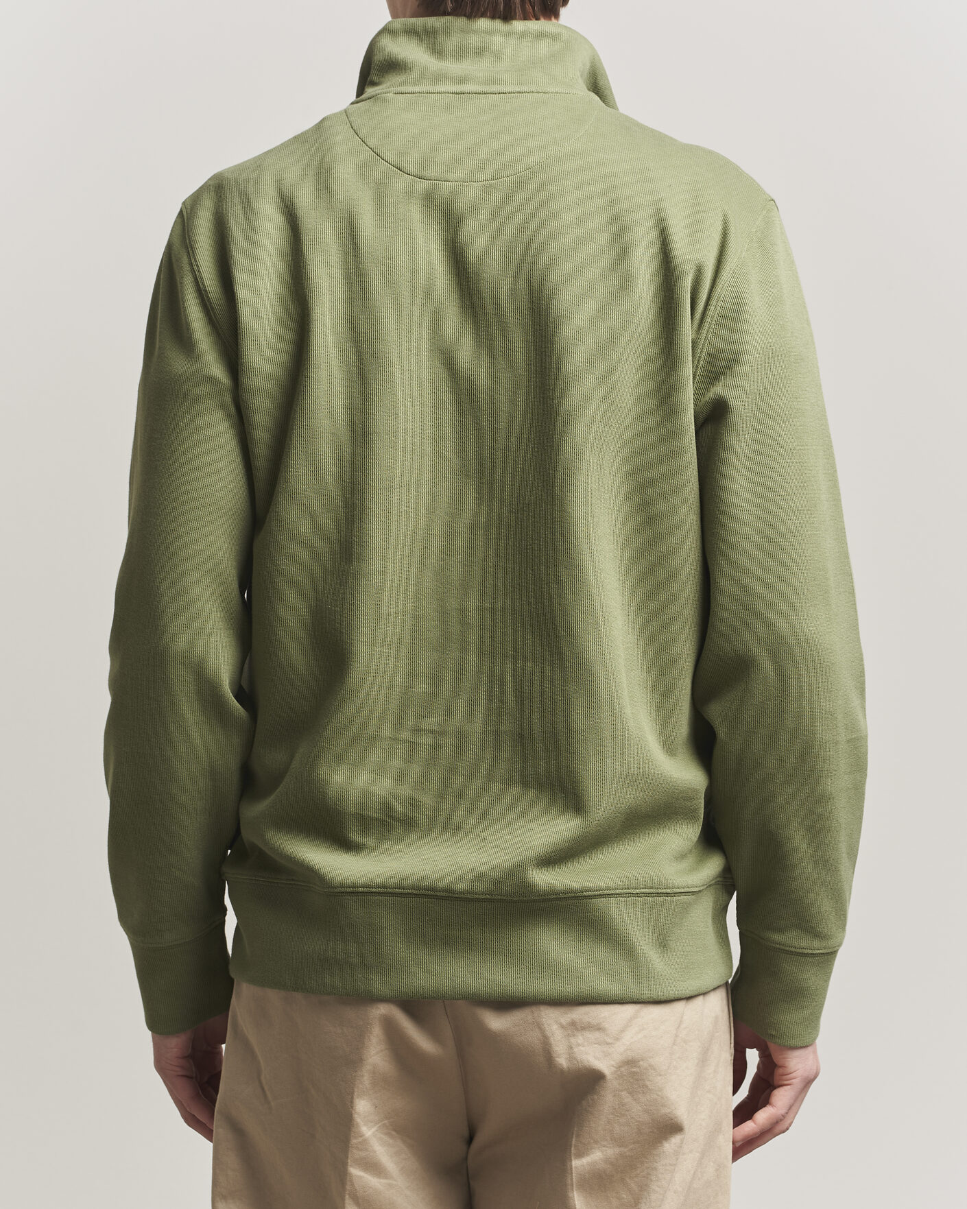 Men | Sweaters & Knitwear | GANT | Light Sacker Rib Half Zip Dry Herb Green