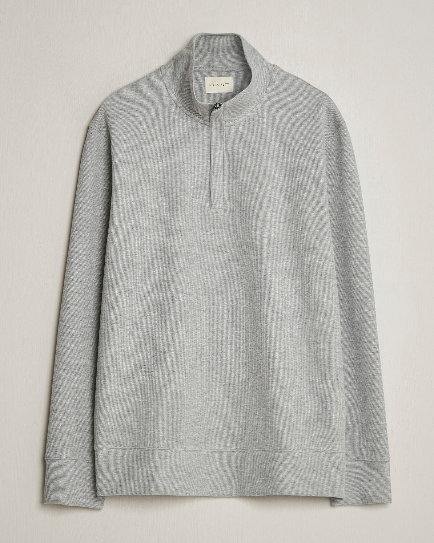 Men | Sweaters & Knitwear | Gant | Light Sacker Rib Half Zip Grey Melange