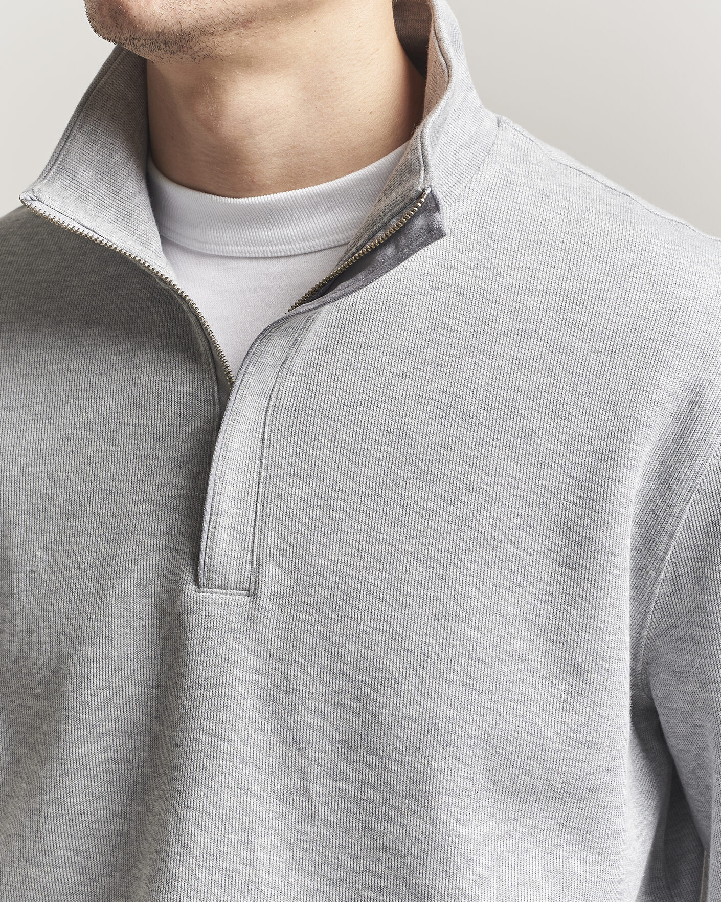 Men | Sweaters & Knitwear | GANT | Light Sacker Rib Half Zip Grey Melange