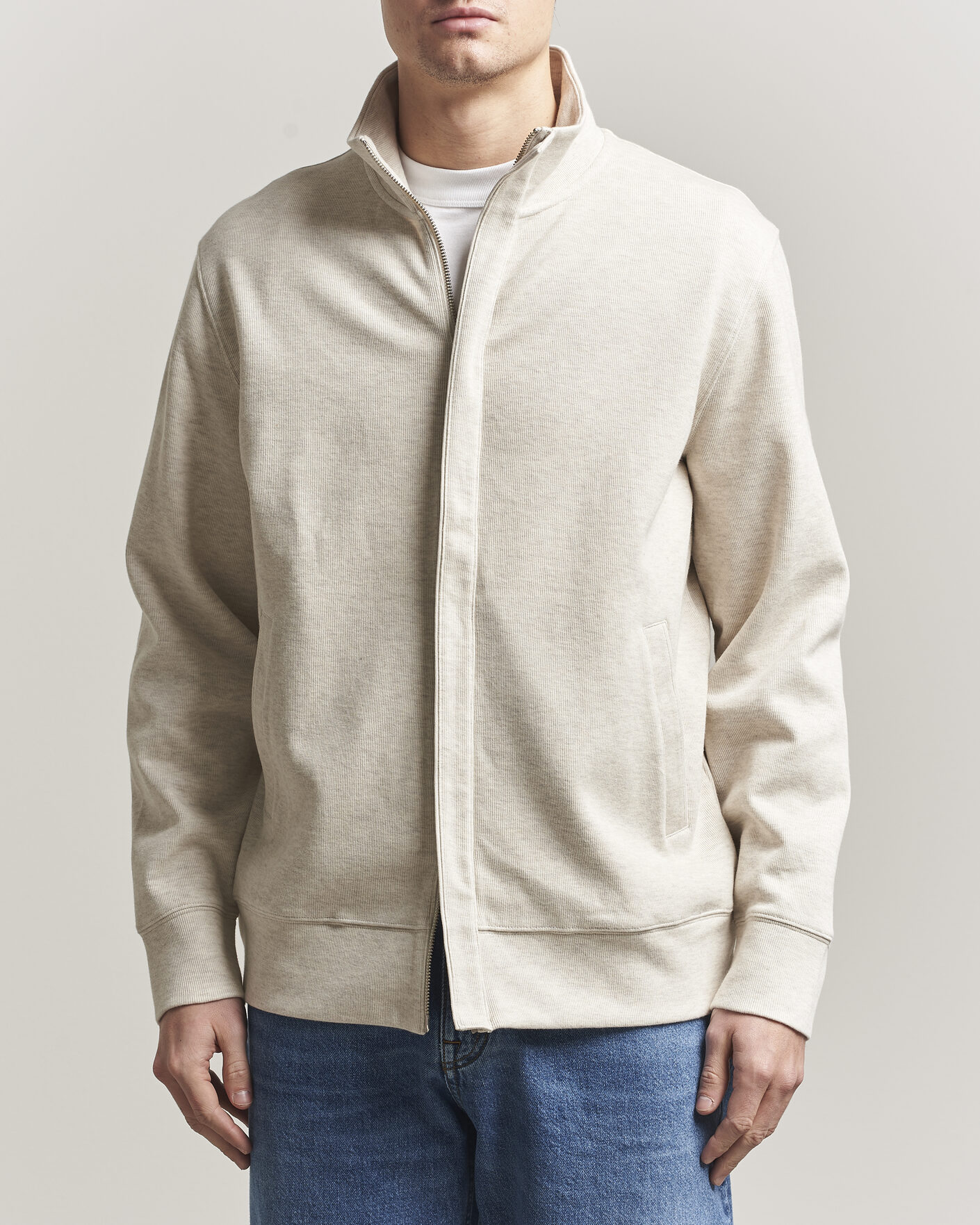 Men | Sweaters & Knitwear | GANT | Light Sacker Rib Full Zip Seed Melange