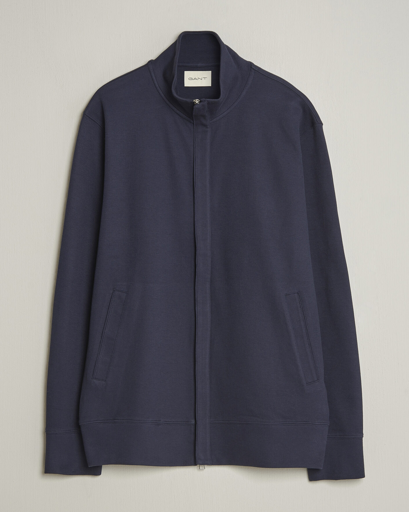 Men | Sweaters & Knitwear | Gant | Light Sacker Rib Full Zip Evening Blue