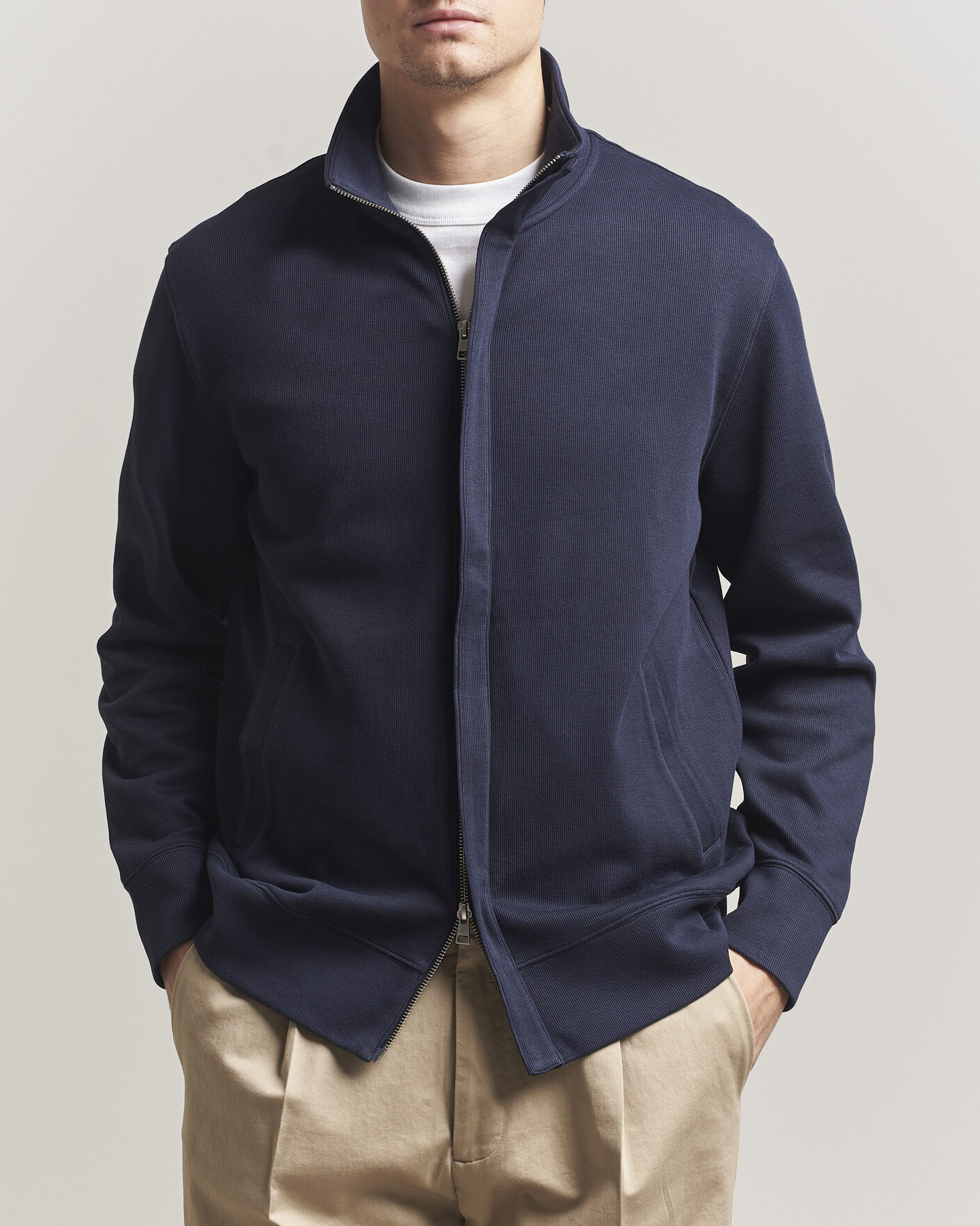 Men | Sweaters & Knitwear | GANT | Light Sacker Rib Full Zip Evening Blue