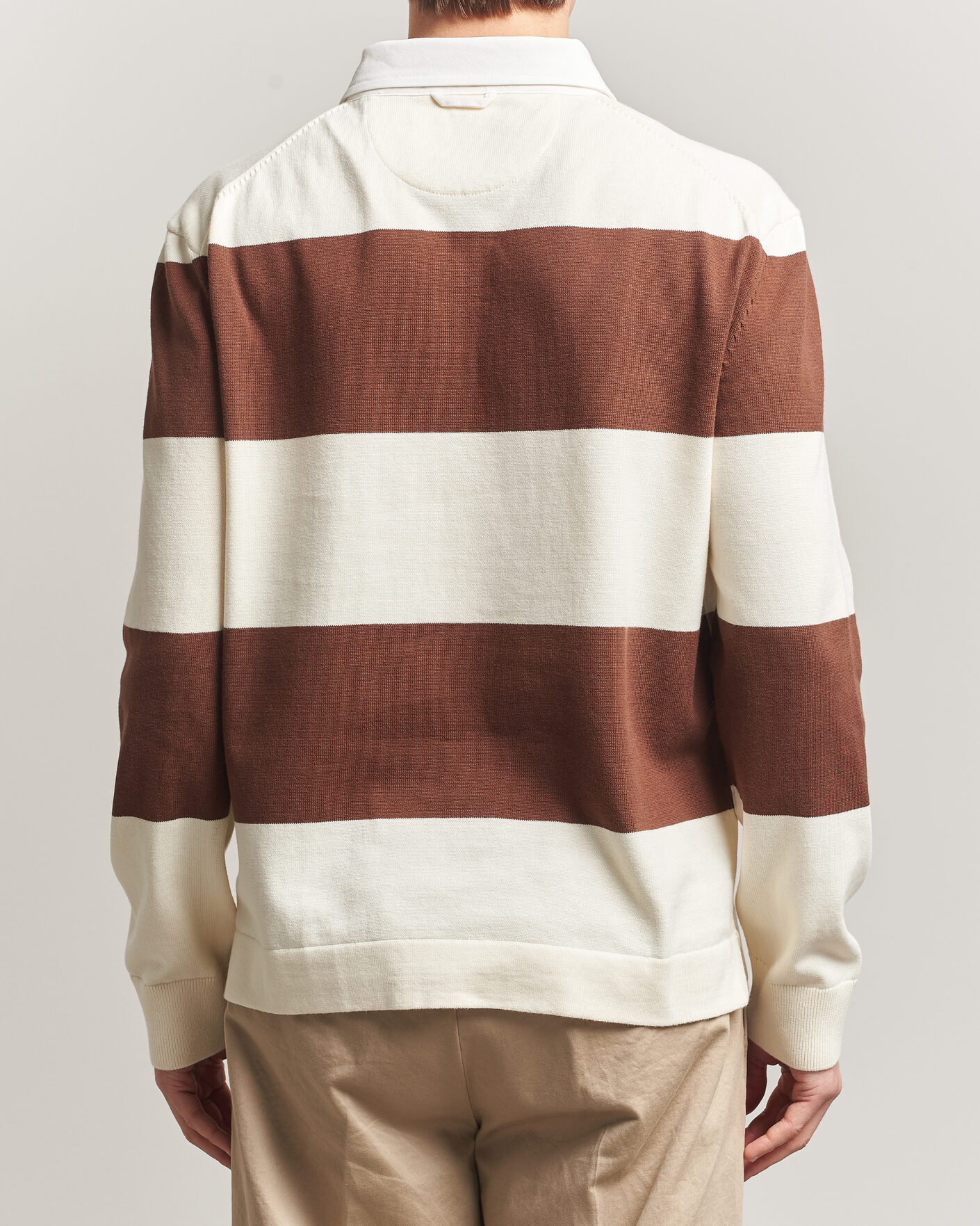 Men | Sweaters & Knitwear | GANT | Barstriped Knitted Rugger Cream/Brown